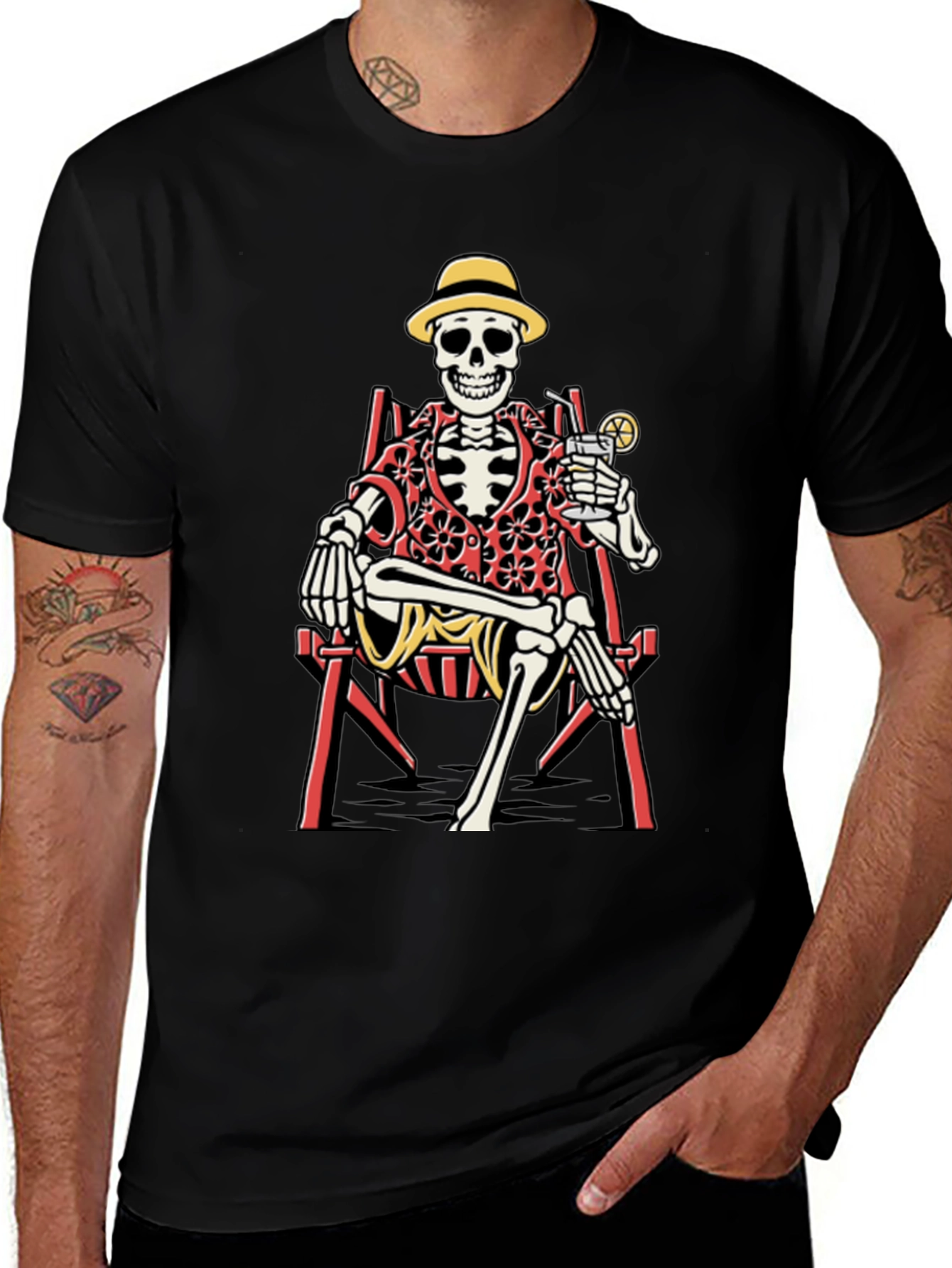 Skeleton Lounging T-Shirt - Beach Vibes