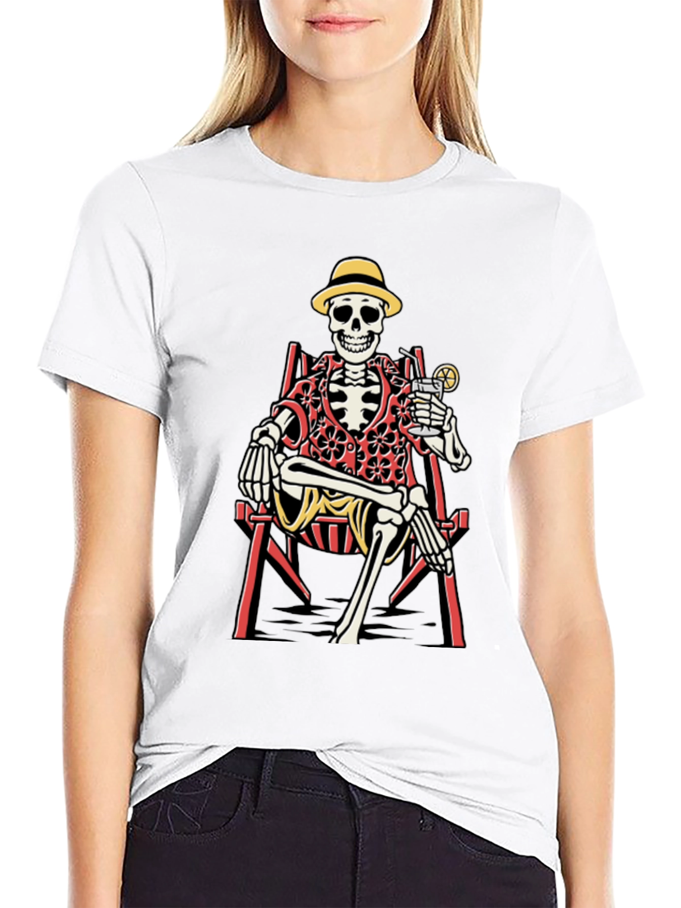 Skeleton Lounging T-Shirt - Beach Vibes