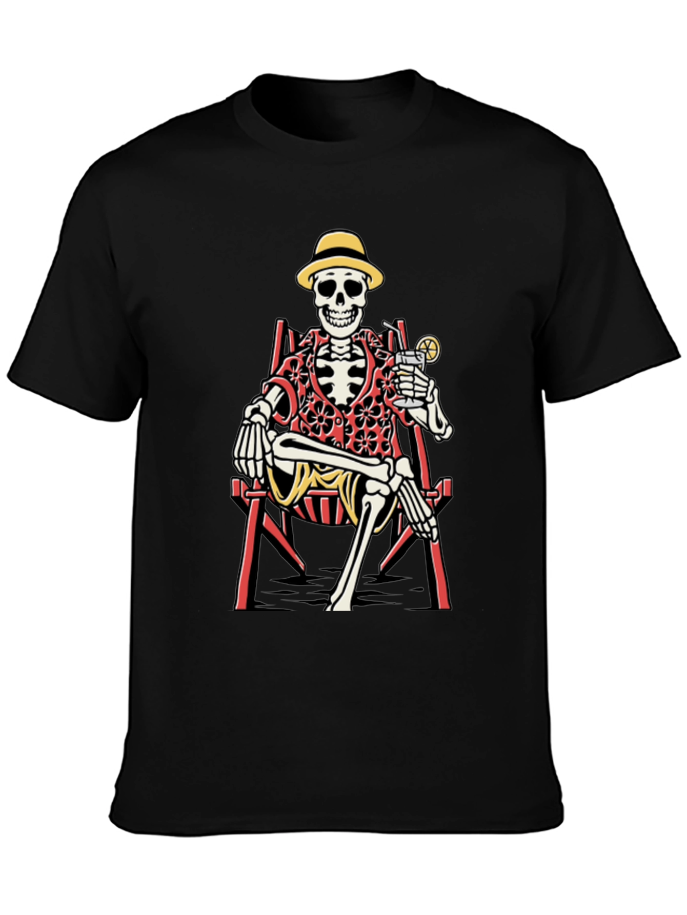 Skeleton Lounging T-Shirt - Beach Vibes