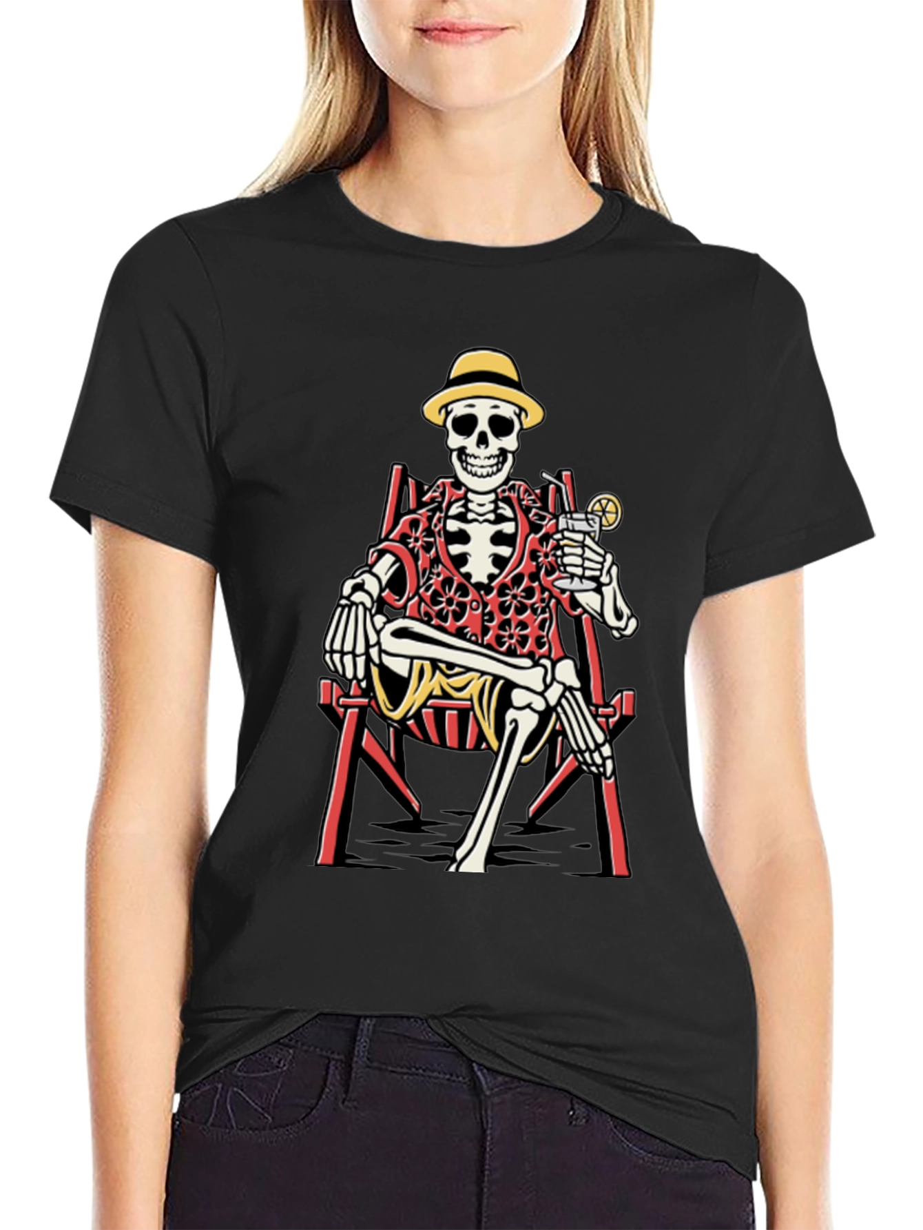 Skeleton Lounging T-Shirt - Beach Vibes