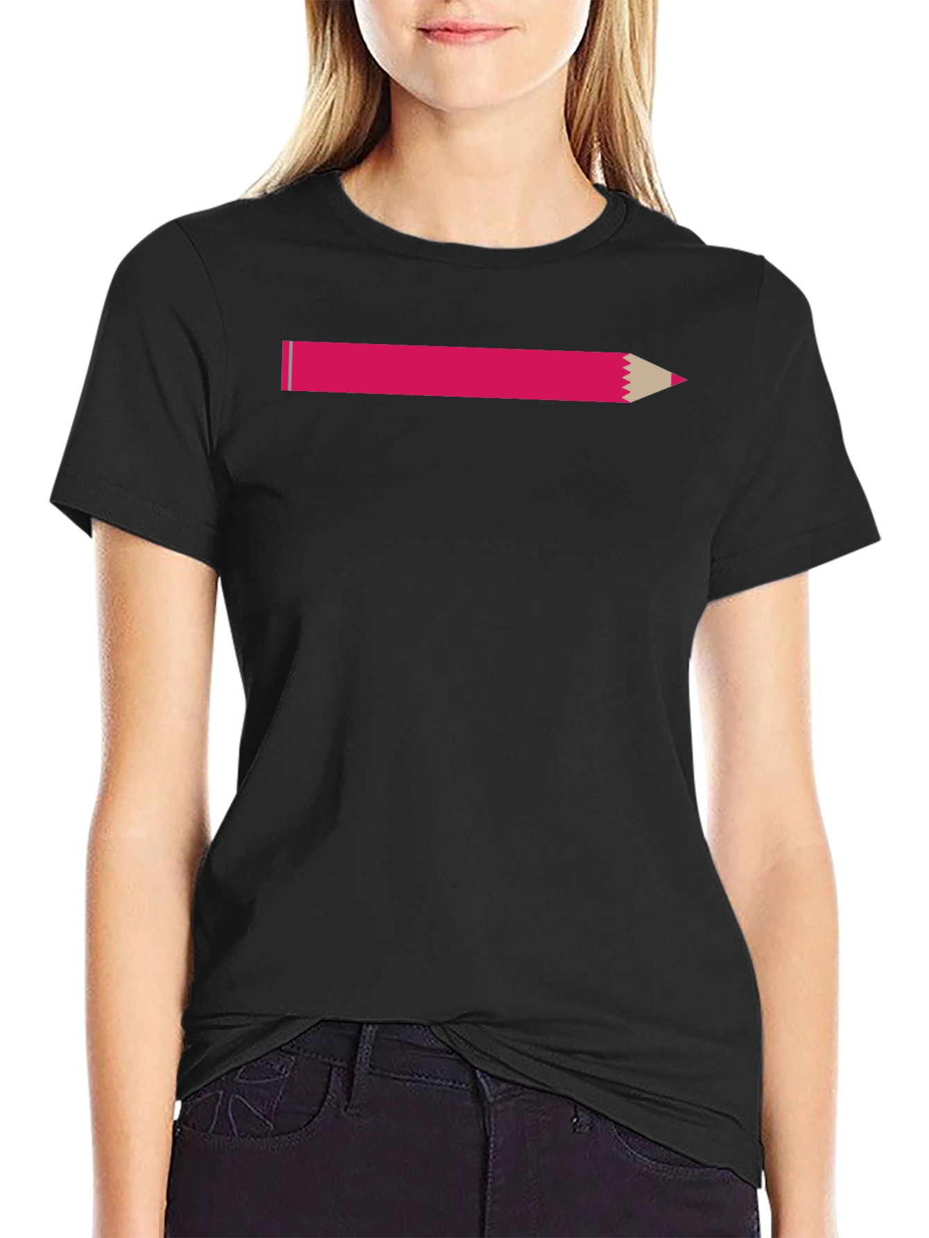 Pink Pencil Graphic T-Shirt - Casual Style