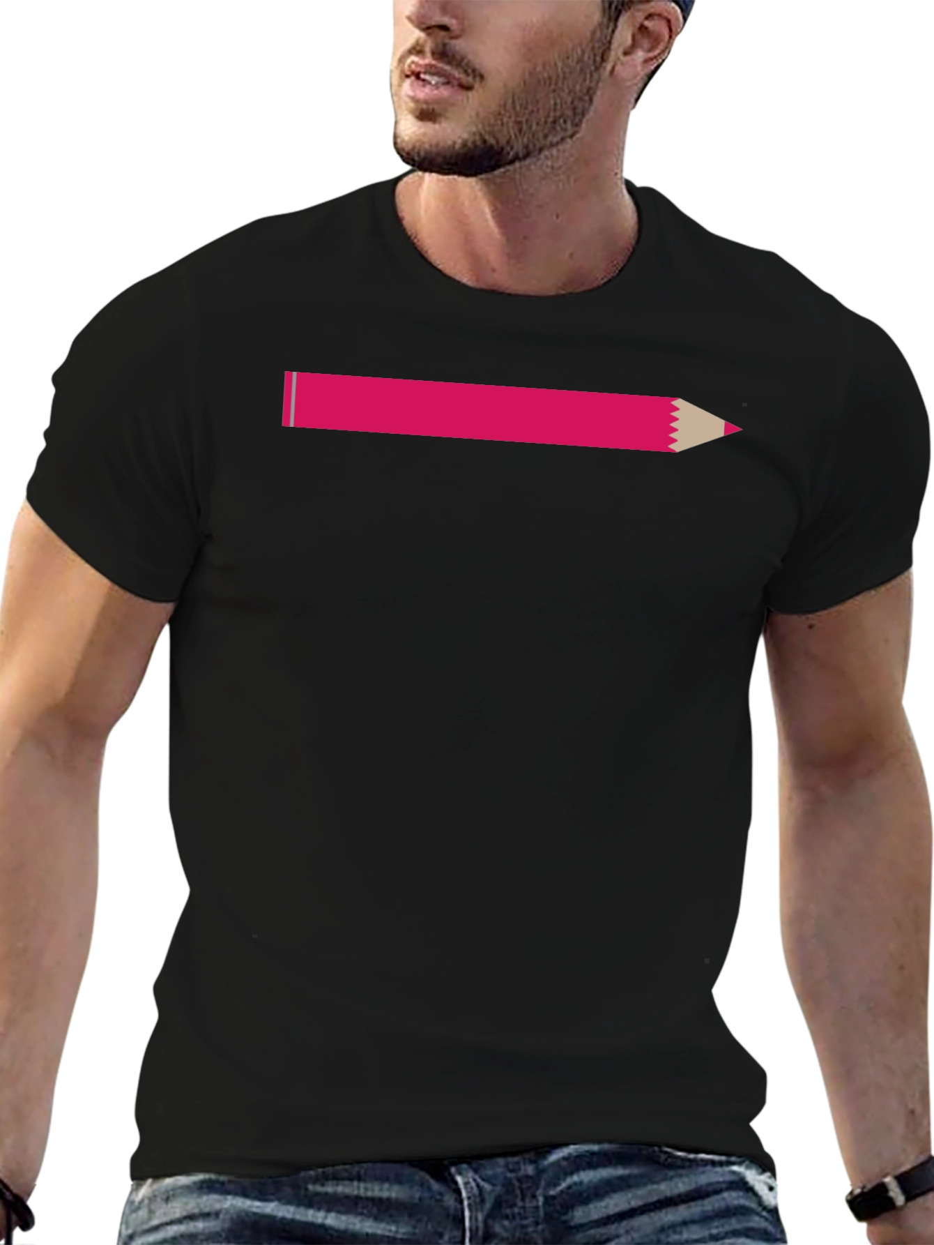 Pink Pencil Graphic T-Shirt - Casual Style