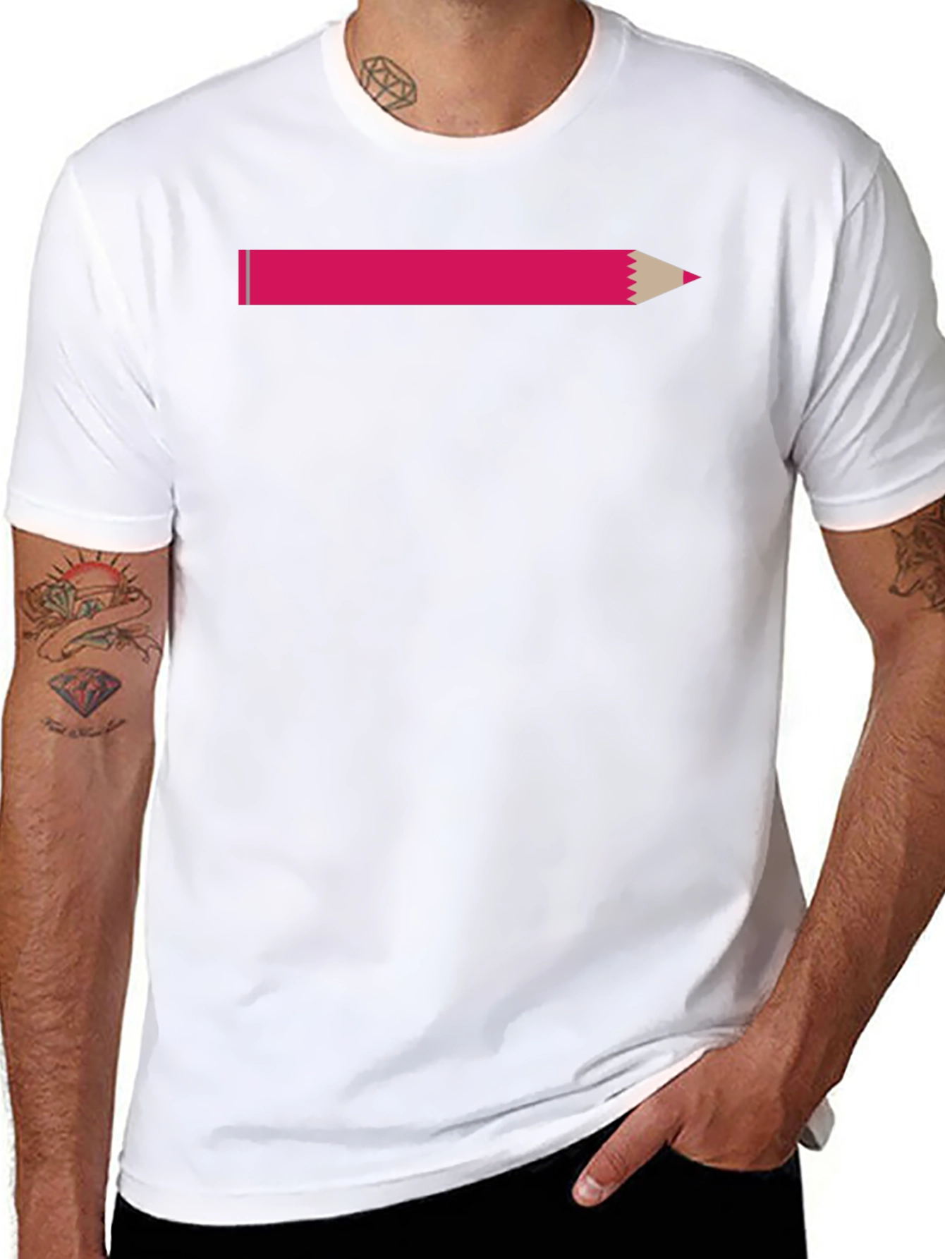 Pink Pencil Graphic T-Shirt - Casual Style