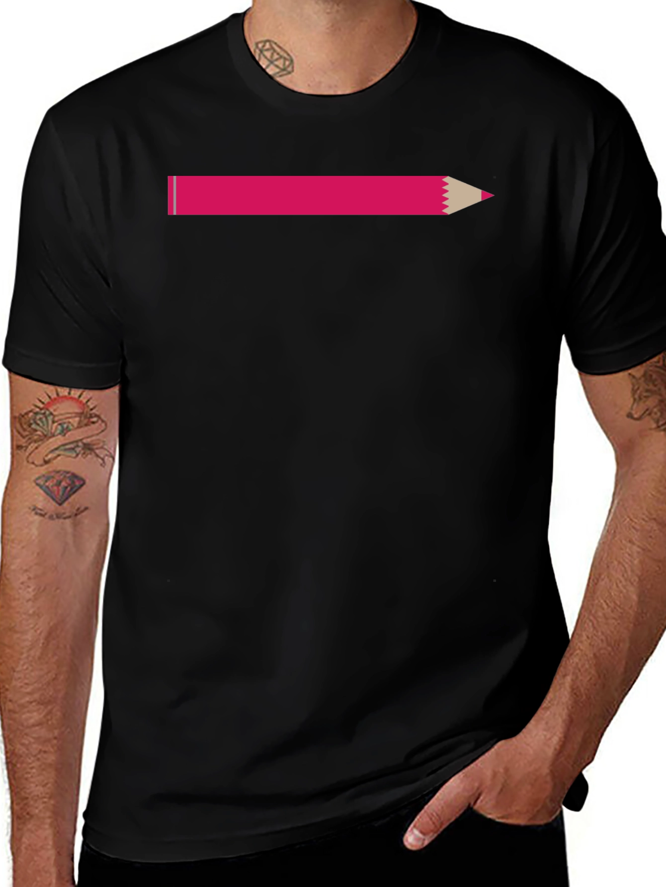 Pink Pencil Graphic T-Shirt - Casual Style