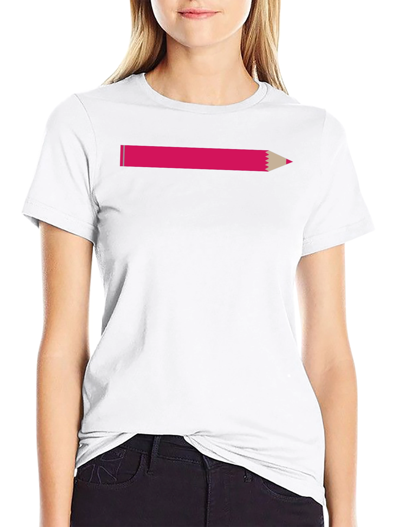 Pink Pencil Graphic T-Shirt - Casual Style