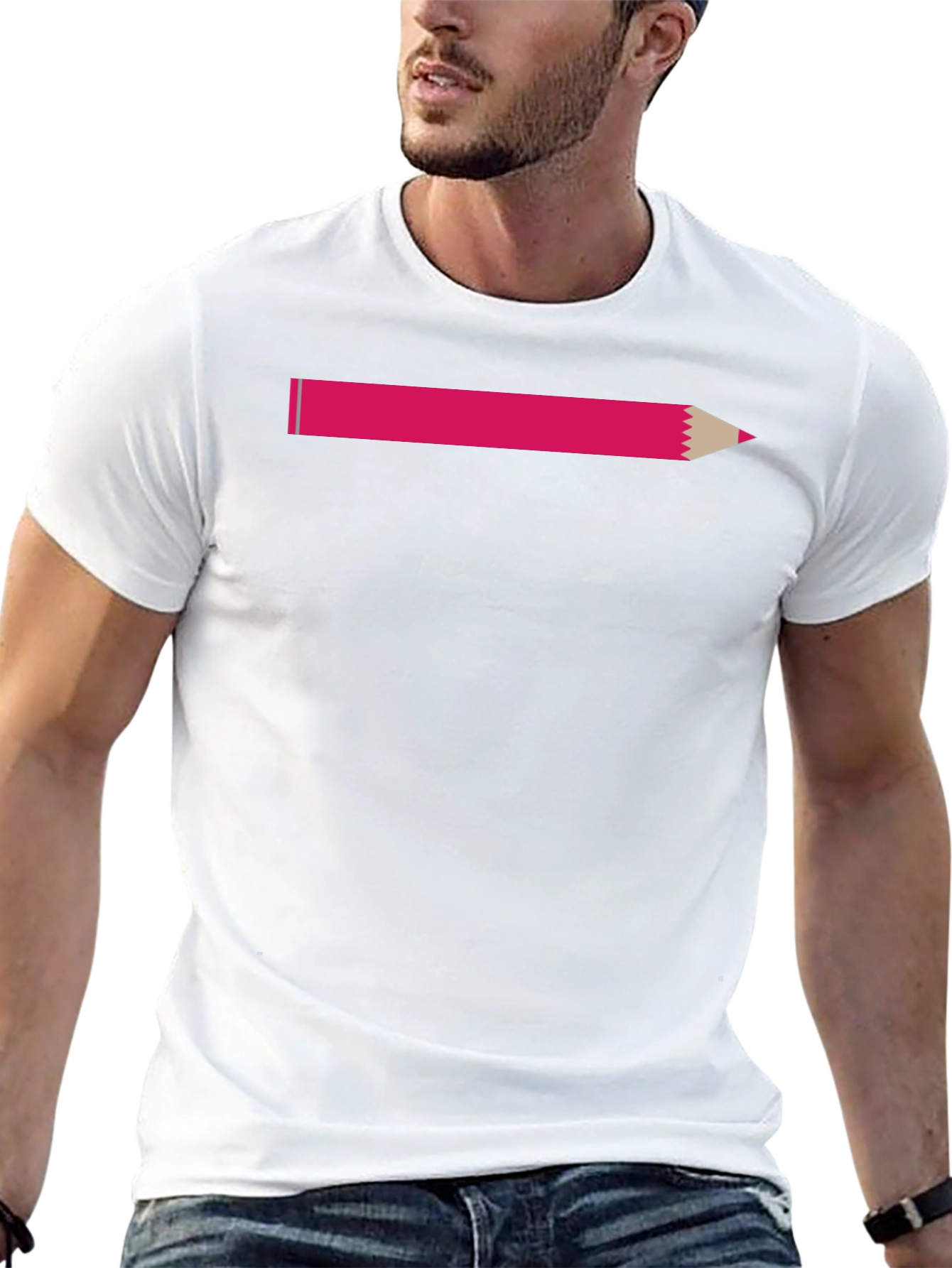Pink Pencil Graphic T-Shirt - Casual Style