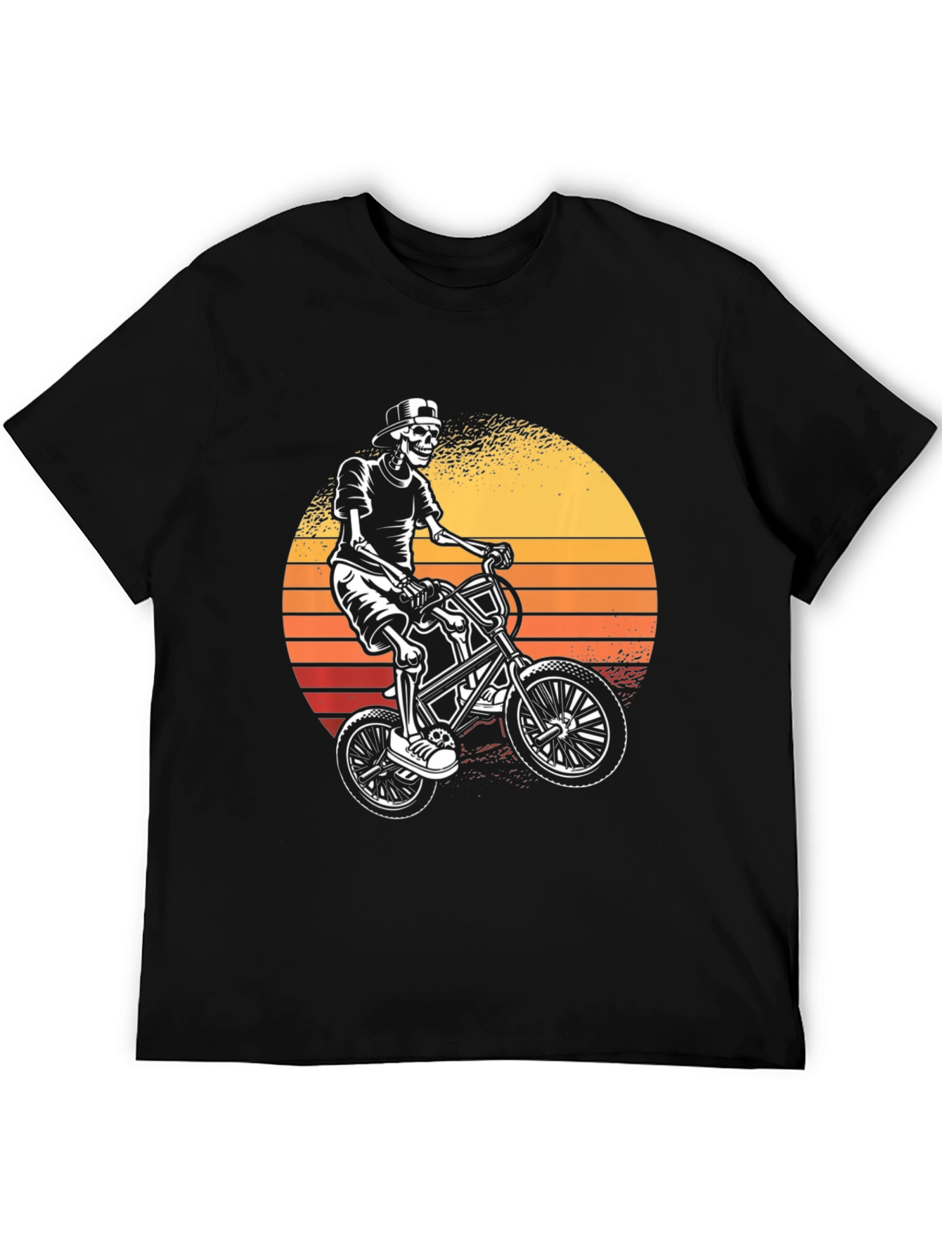Skeleton Biker Graphic T-Shirt - Sunset Design