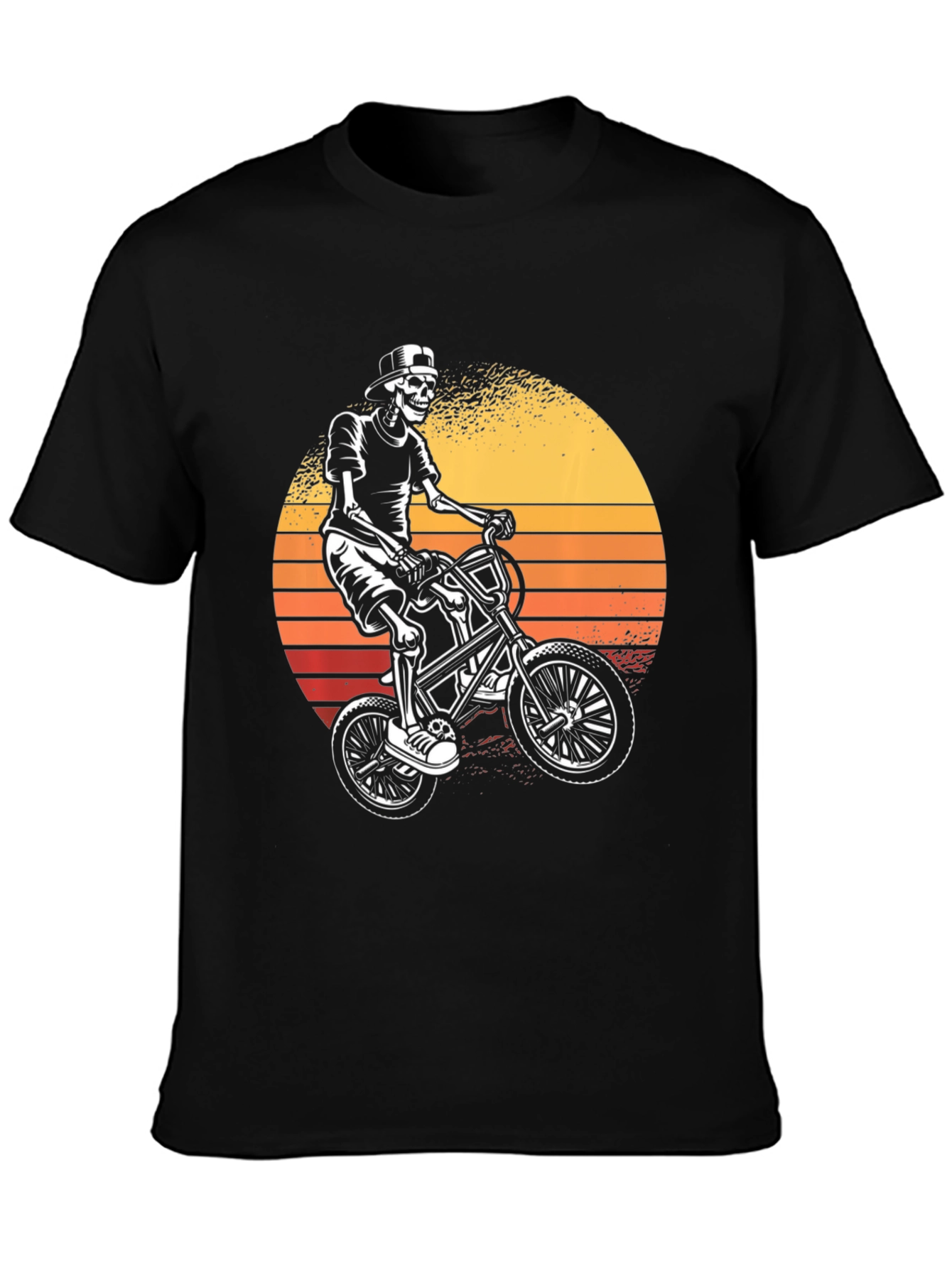 Skeleton Biker Graphic T-Shirt - Sunset Design