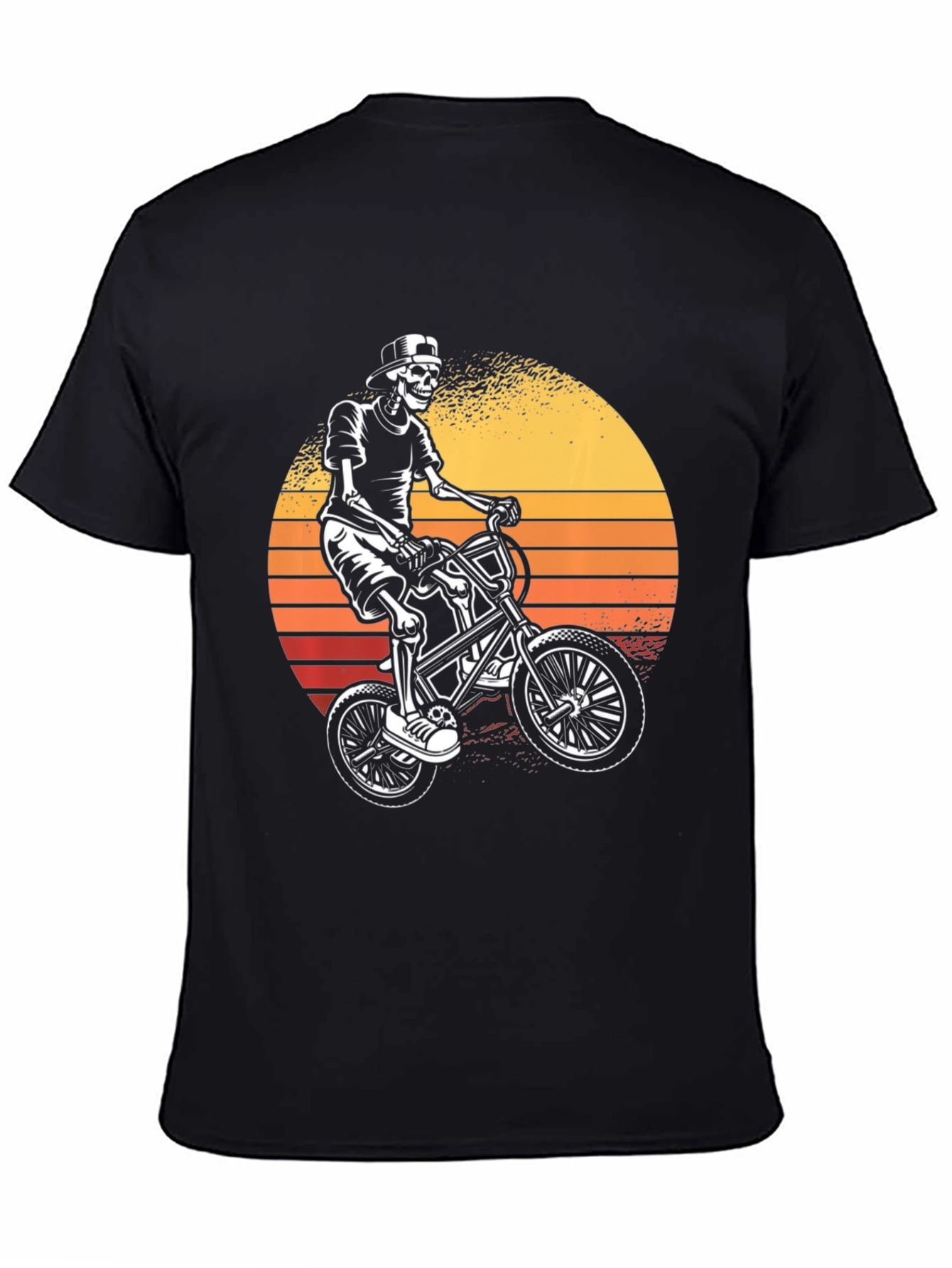 Skeleton Biker Graphic T-Shirt - Sunset Design