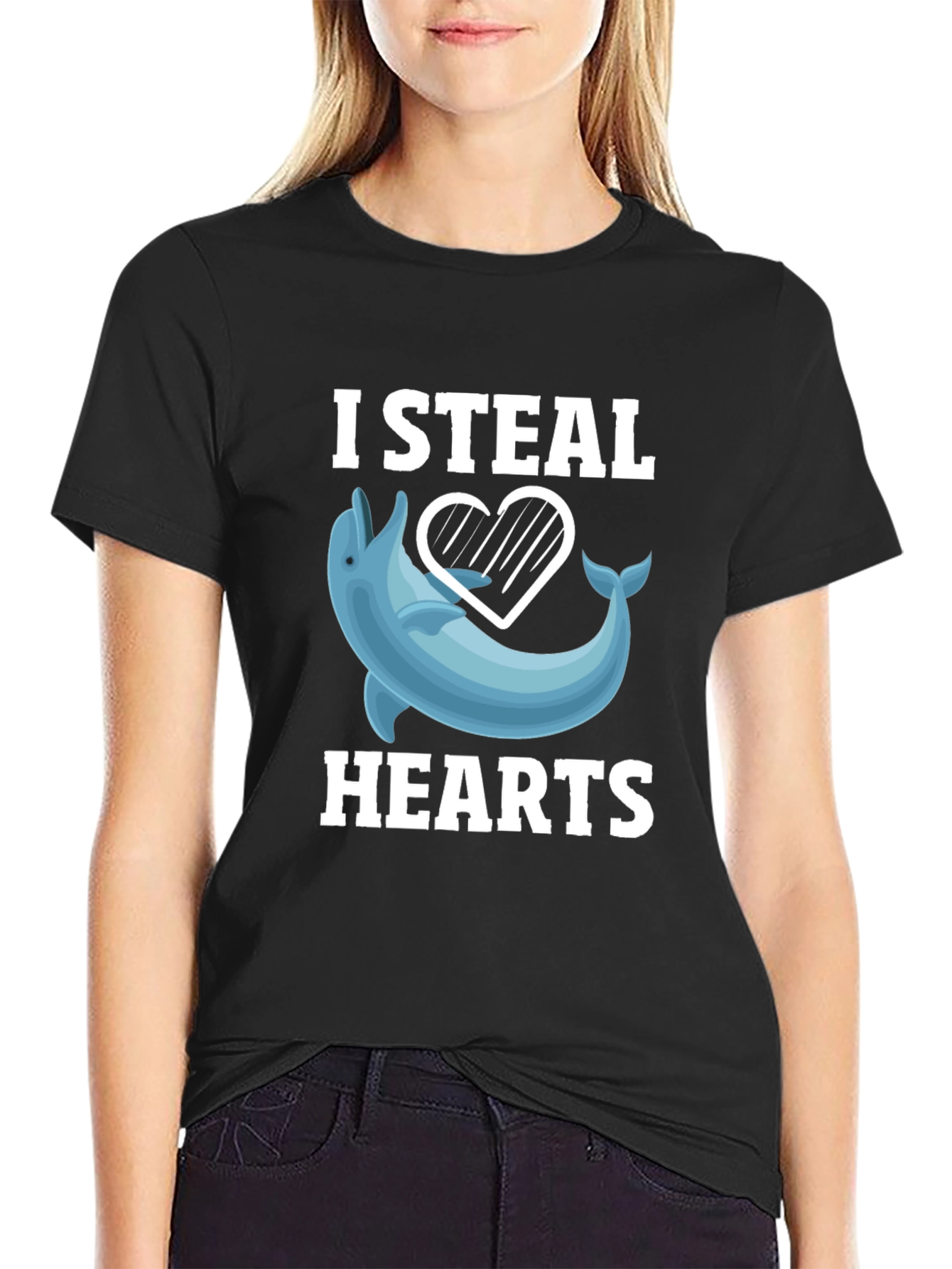 I Steal Hearts Dolphin Graphic T-Shirt