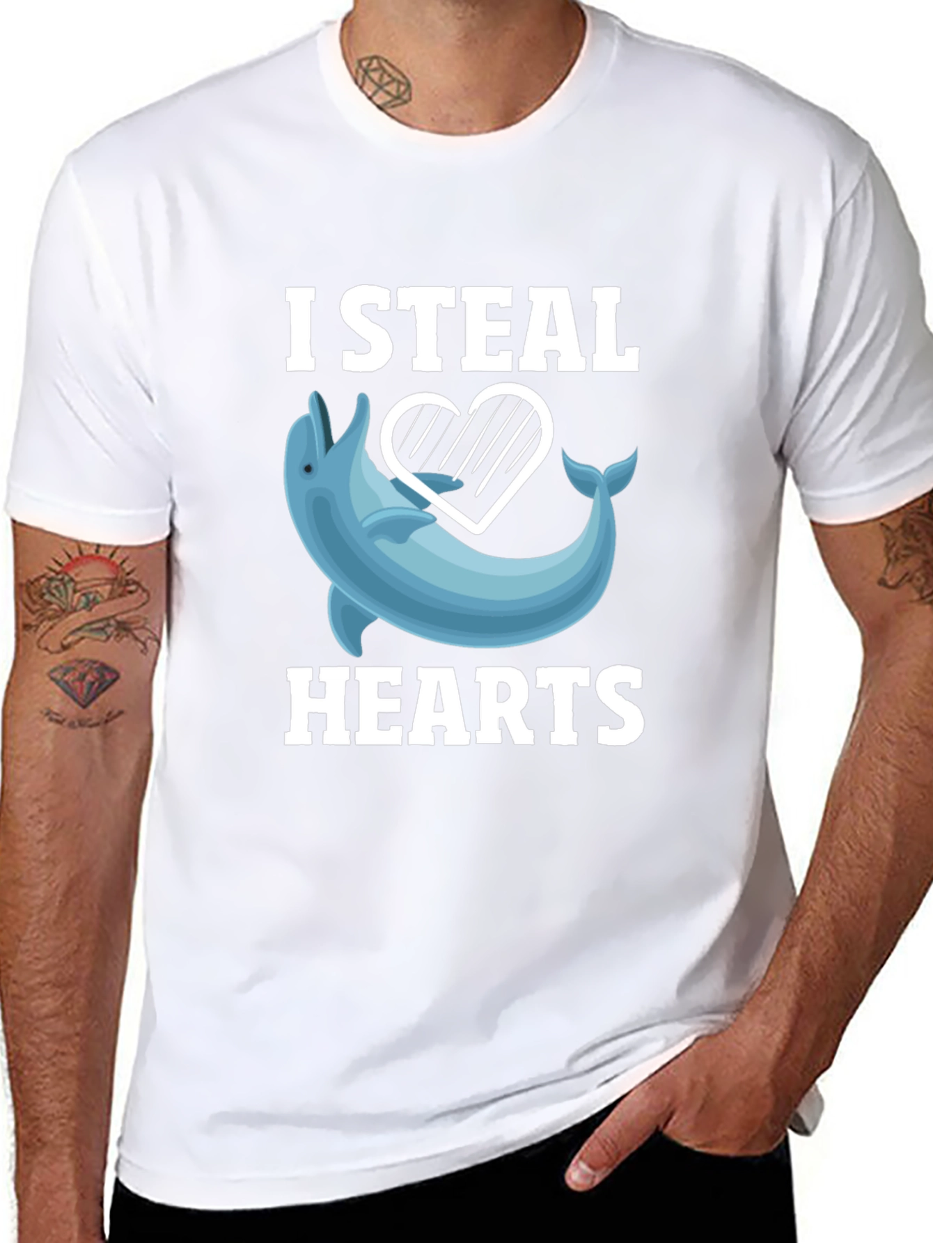 I Steal Hearts Dolphin Graphic T-Shirt