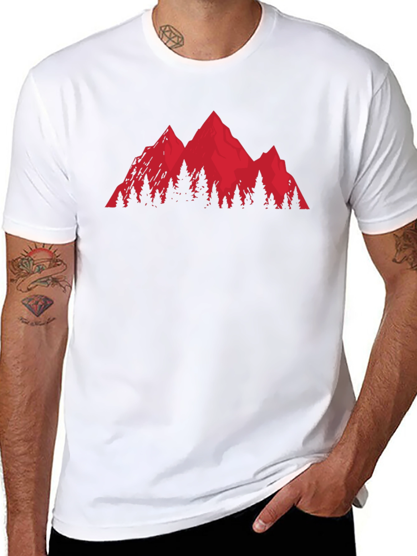 Red Mountain Graphic Tee - Nature Inspired Black T-Shirt