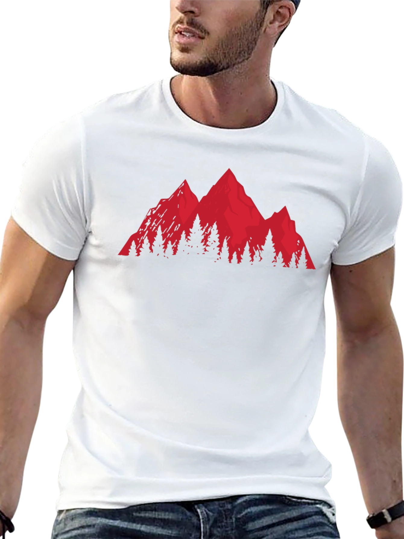 Red Mountain Graphic Tee - Nature Inspired Black T-Shirt