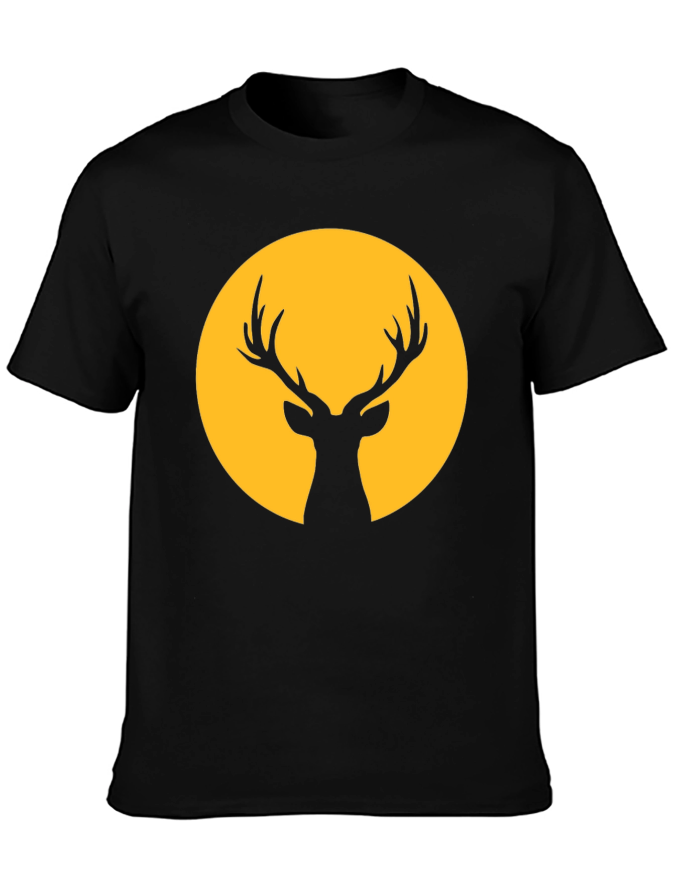 Deer Silhouette Graphic T-Shirt - Black