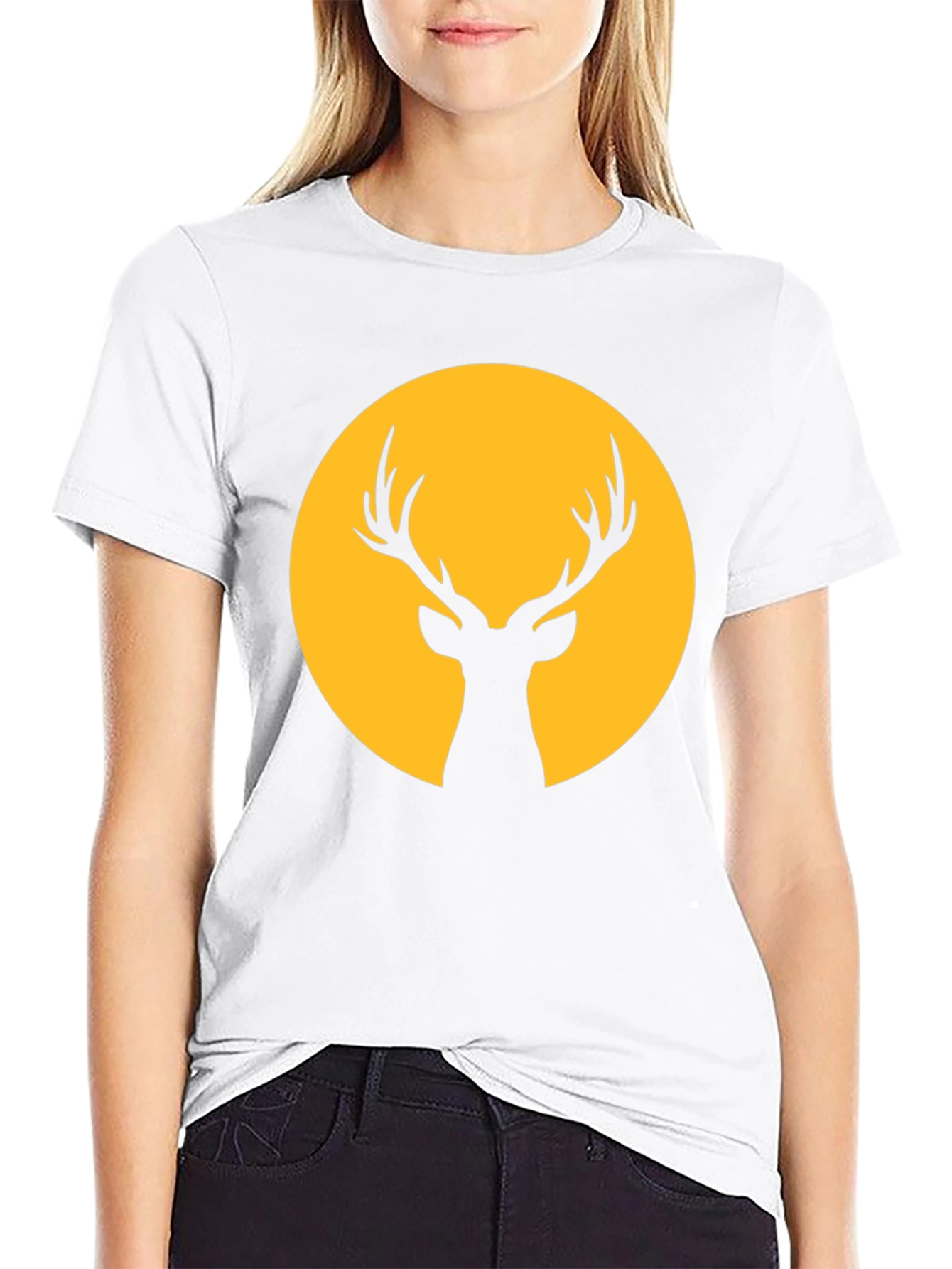 Deer Silhouette Graphic T-Shirt - Black