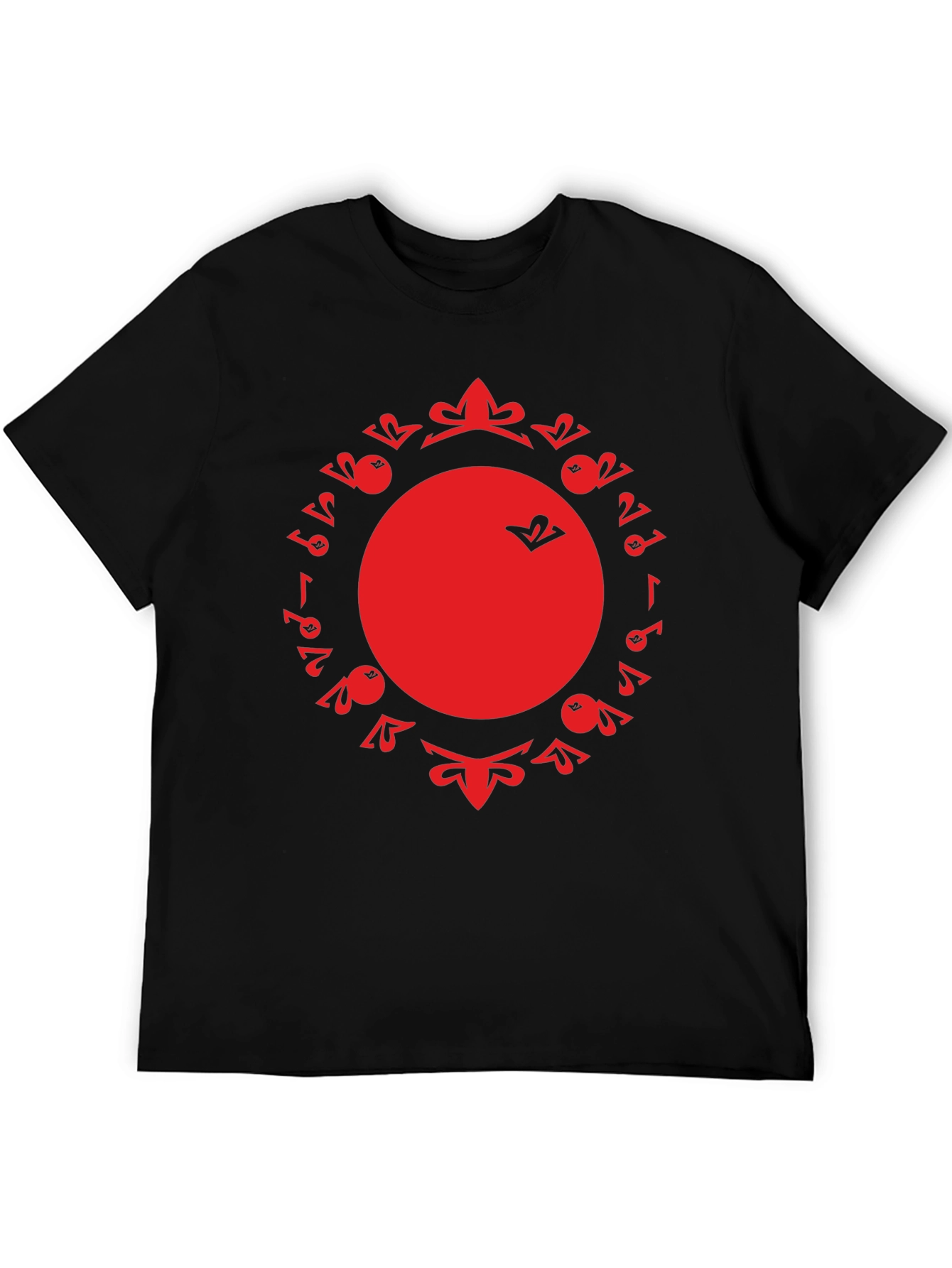 Unique Red Graphic Print Black T-Shirt