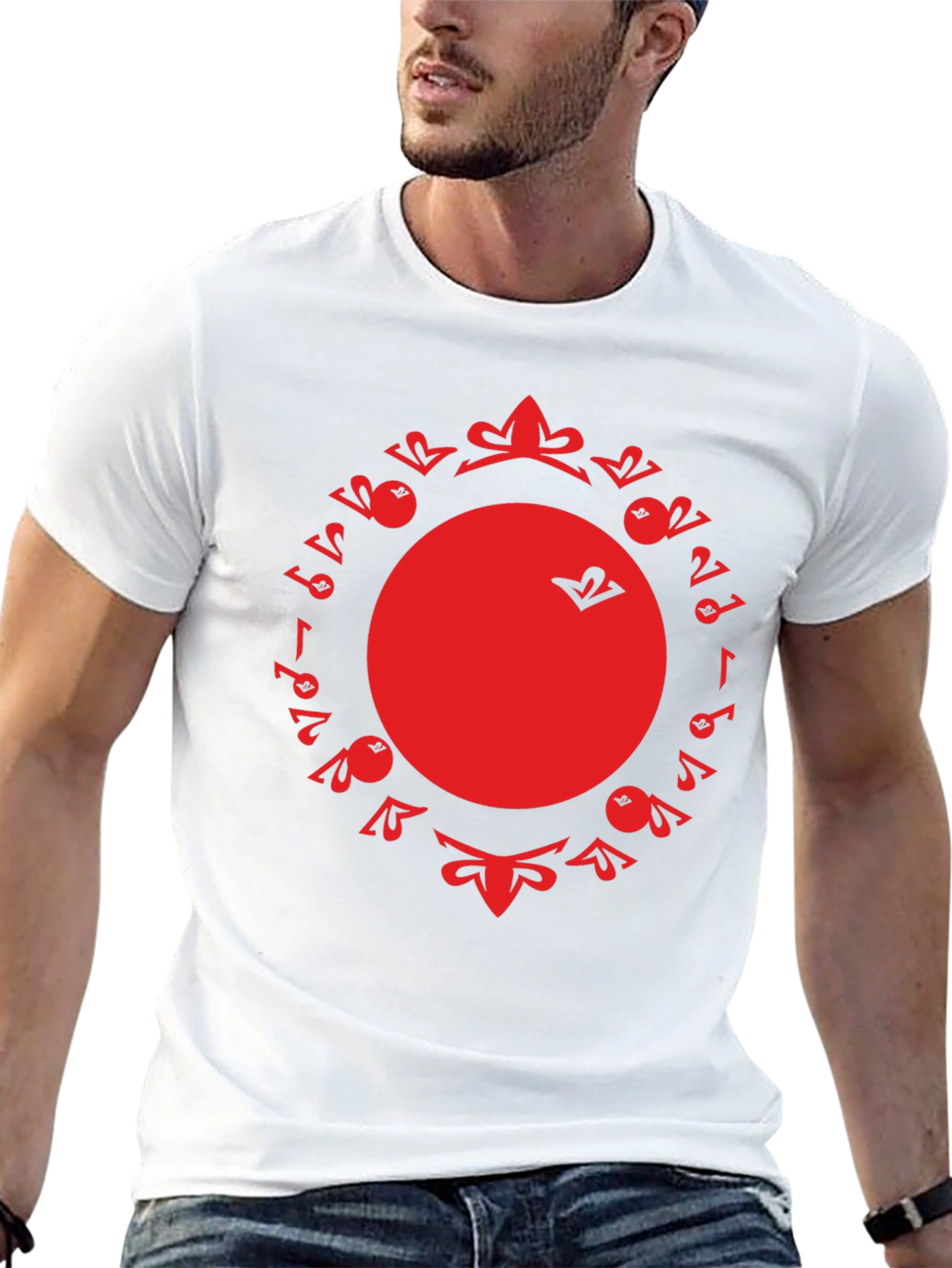 Unique Red Graphic Print Black T-Shirt