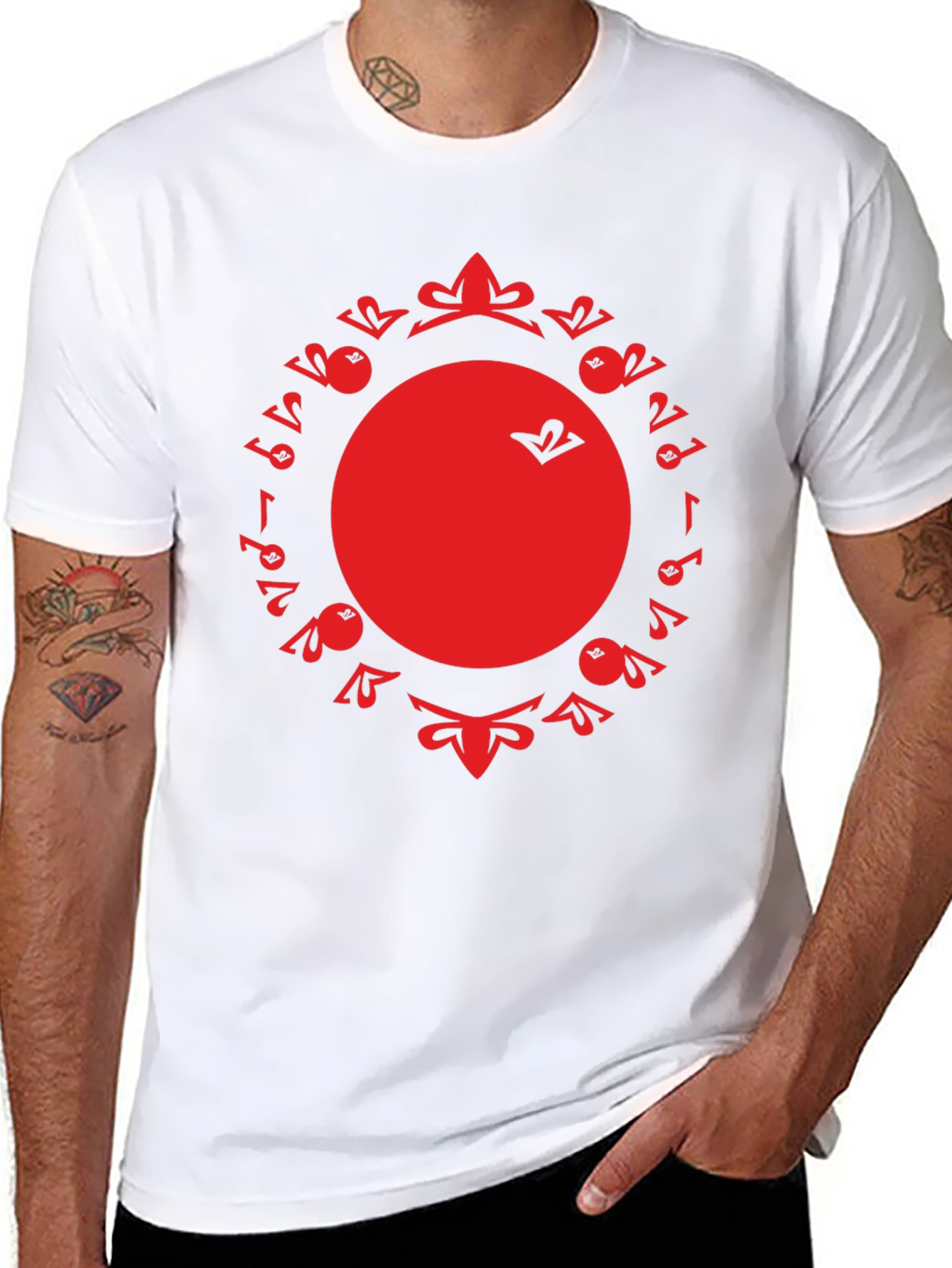Unique Red Graphic Print Black T-Shirt