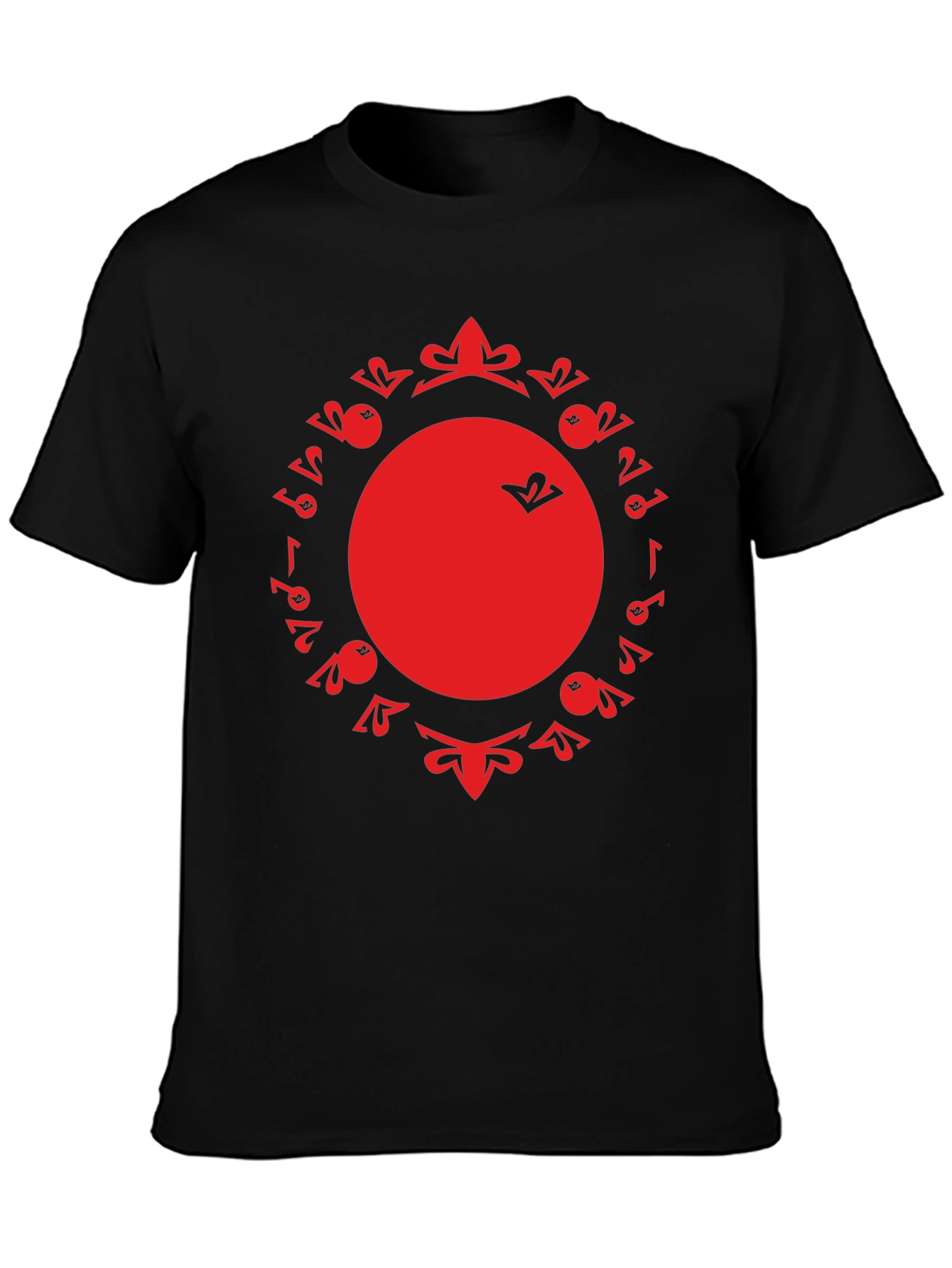 Unique Red Graphic Print Black T-Shirt