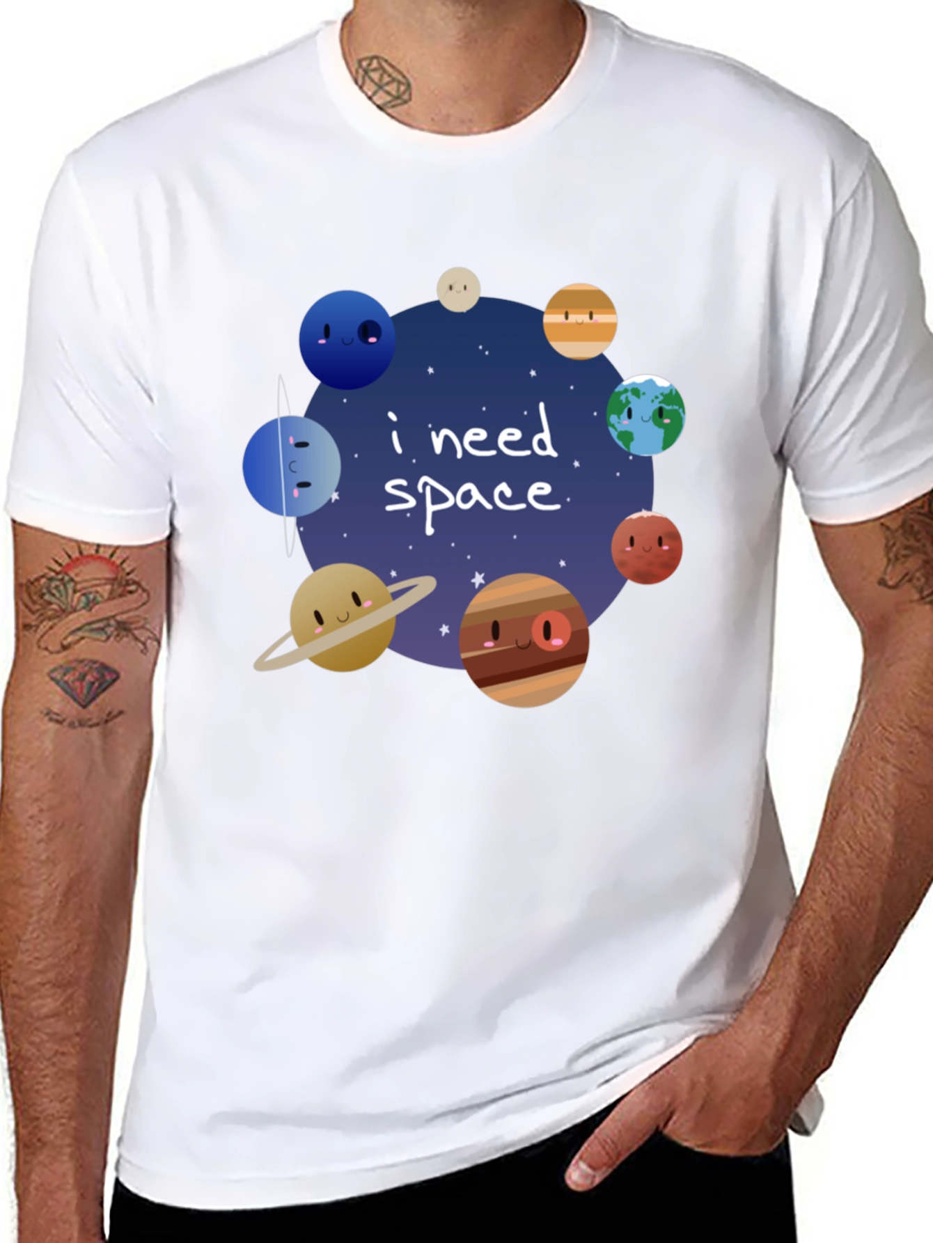 I Need Space Funny Planets T-Shirt - Black