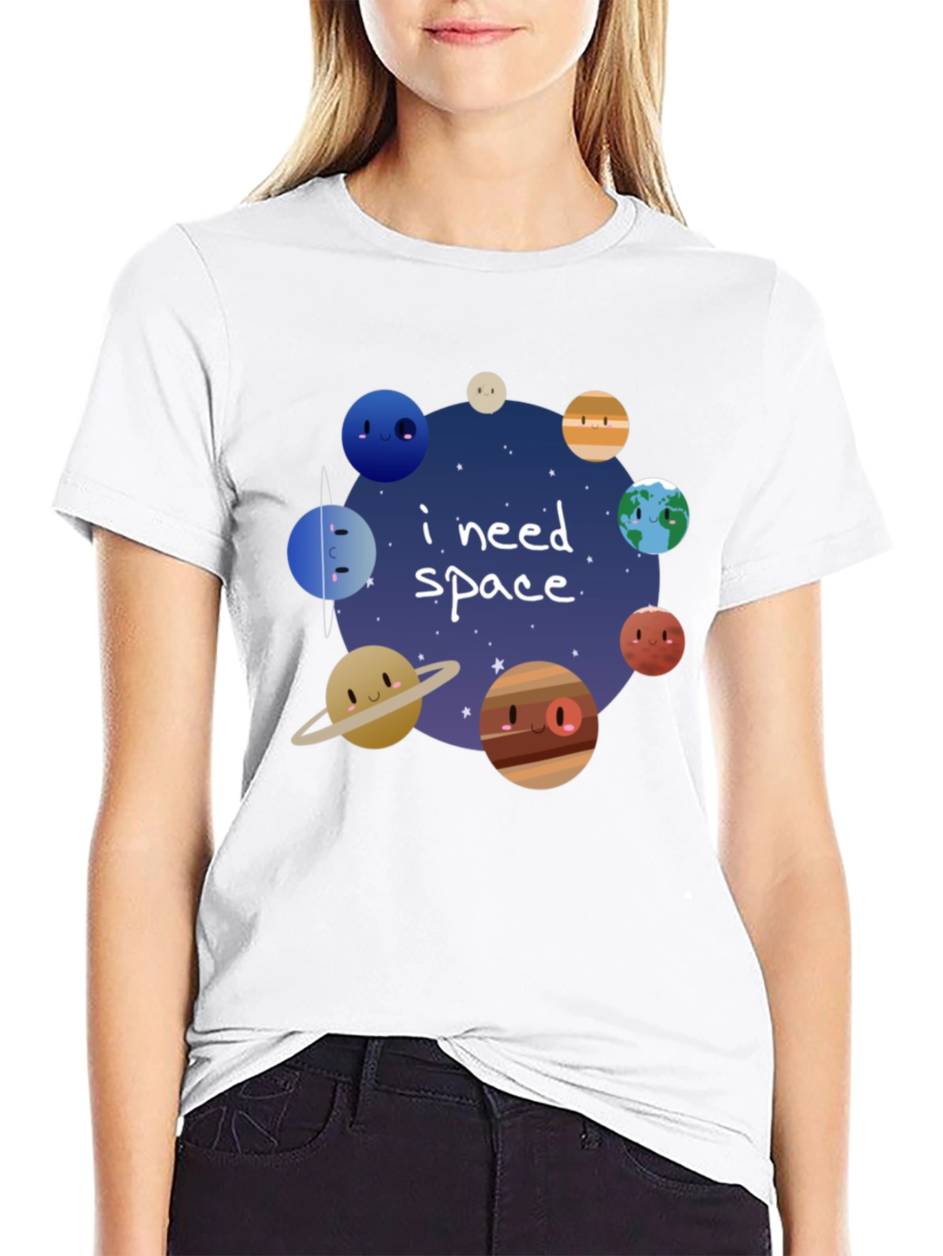 I Need Space Funny Planets T-Shirt - Black