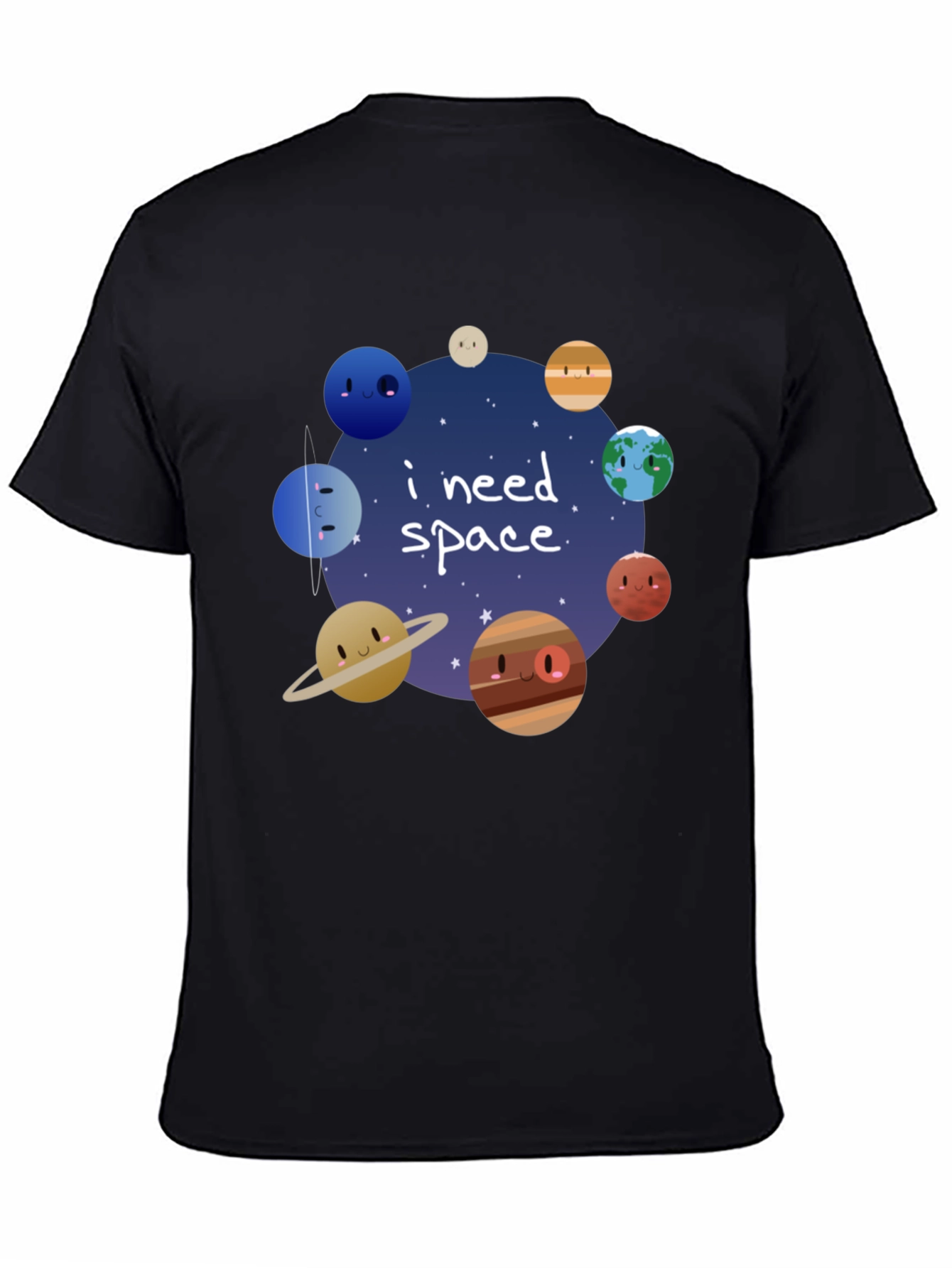 I Need Space Funny Planets T-Shirt - Black