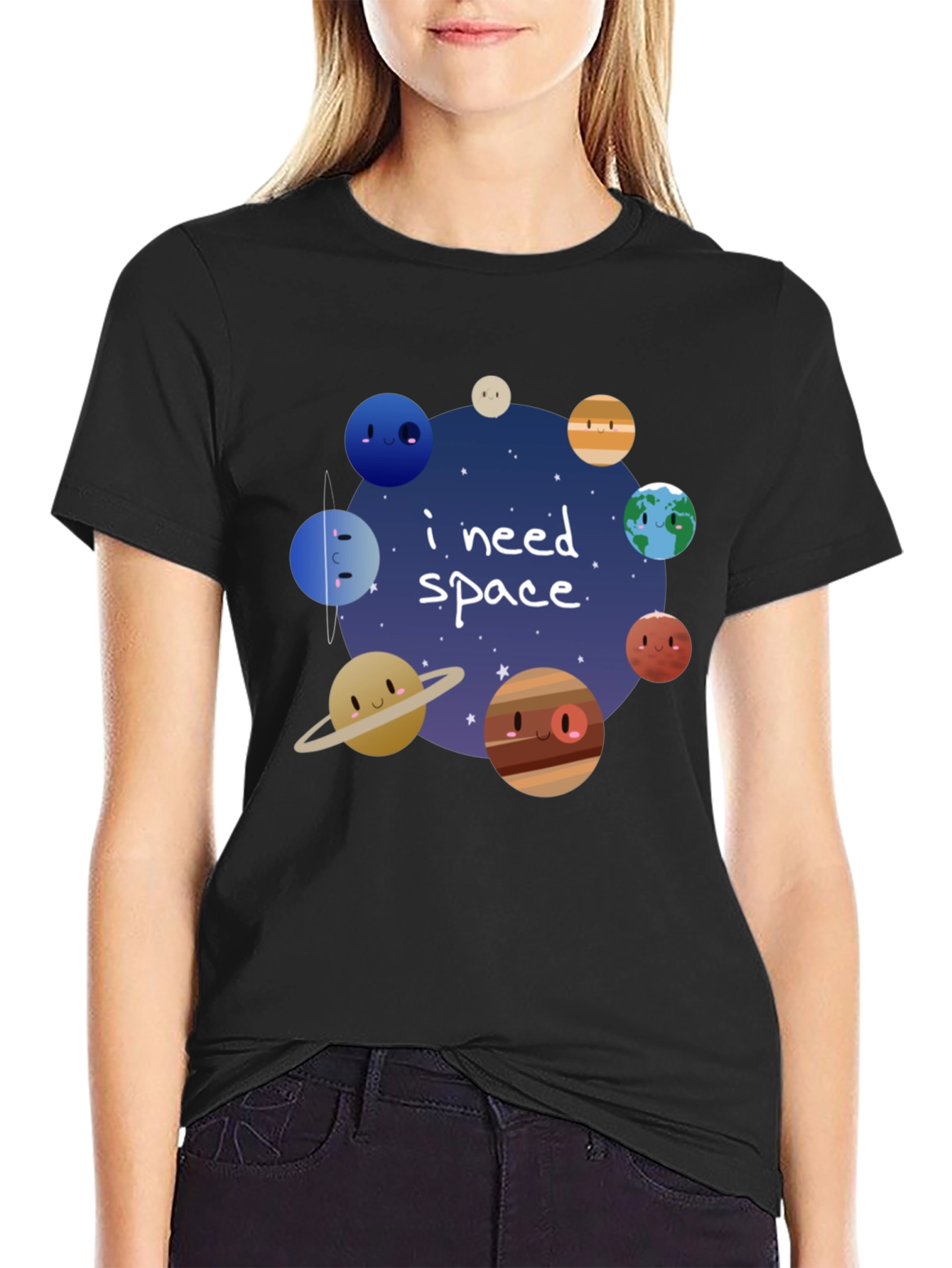 I Need Space Funny Planets T-Shirt - Black