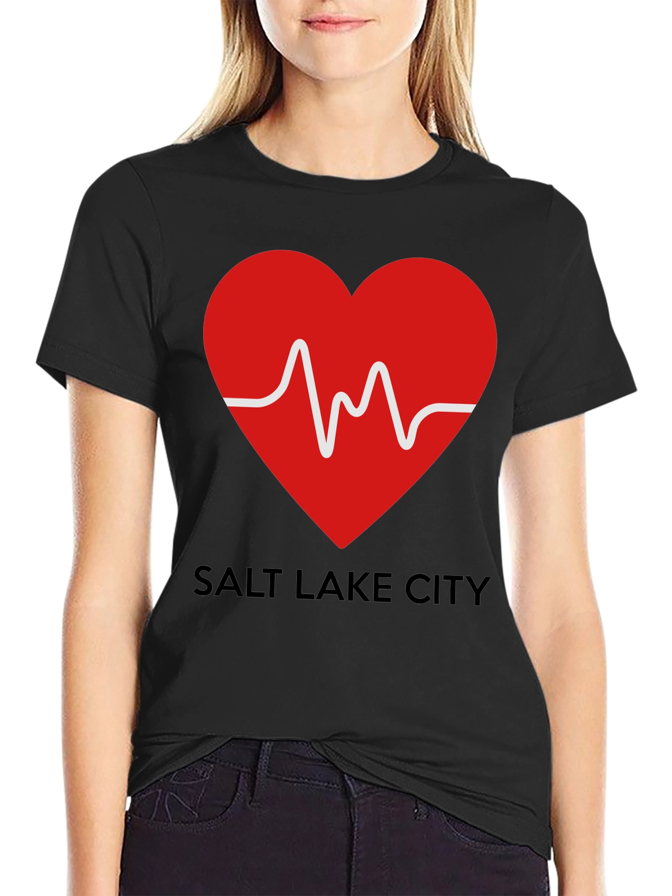 Salt Lake City Heartbeat T-Shirt - Black