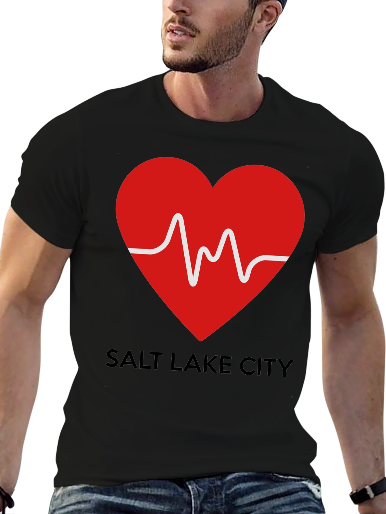 Salt Lake City Heartbeat T-Shirt - Black