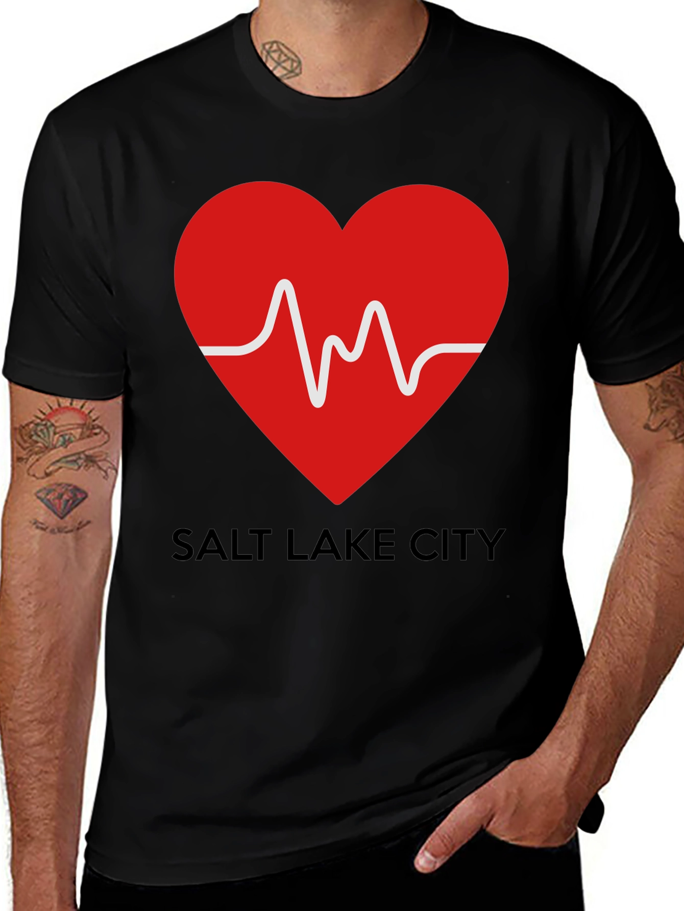 Salt Lake City Heartbeat T-Shirt - Black