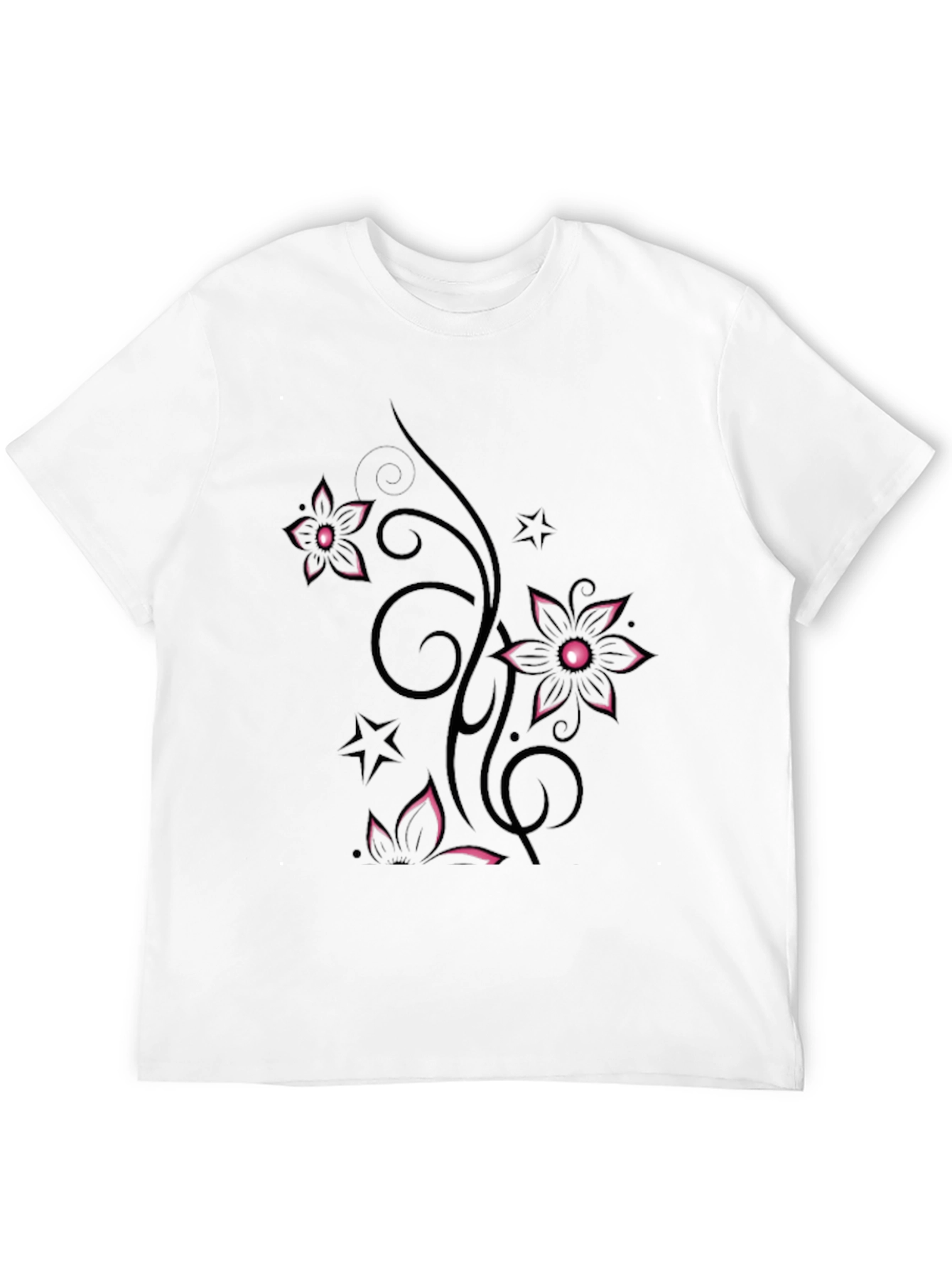 Floral Blossom Black Tee for Men