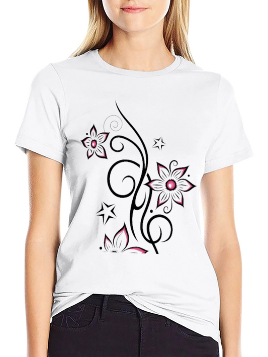 Floral Blossom Black Tee for Men