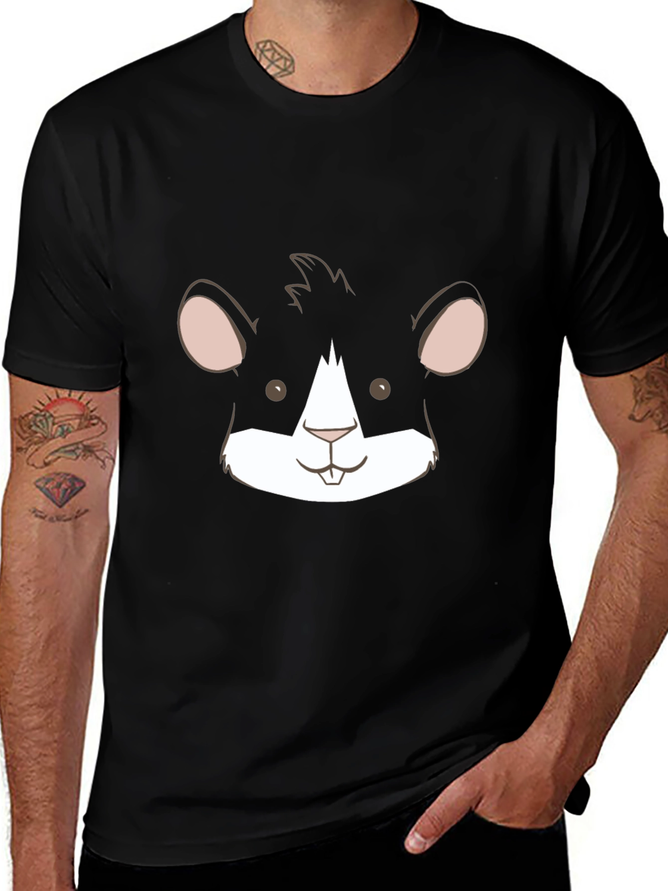 Black Hamster Face Graphic Tee - Unisex