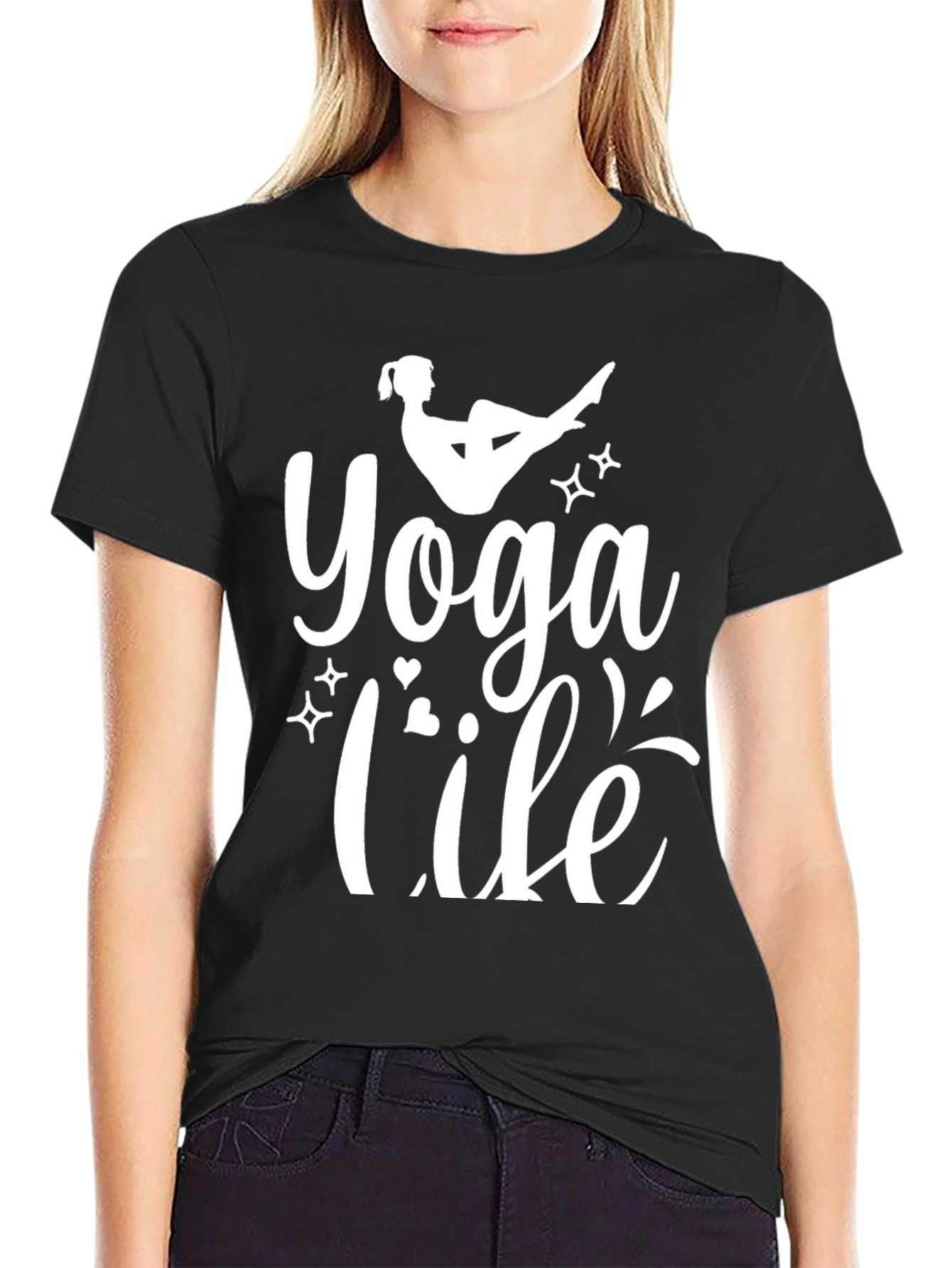 Yoga Life Black Graphic T-Shirt