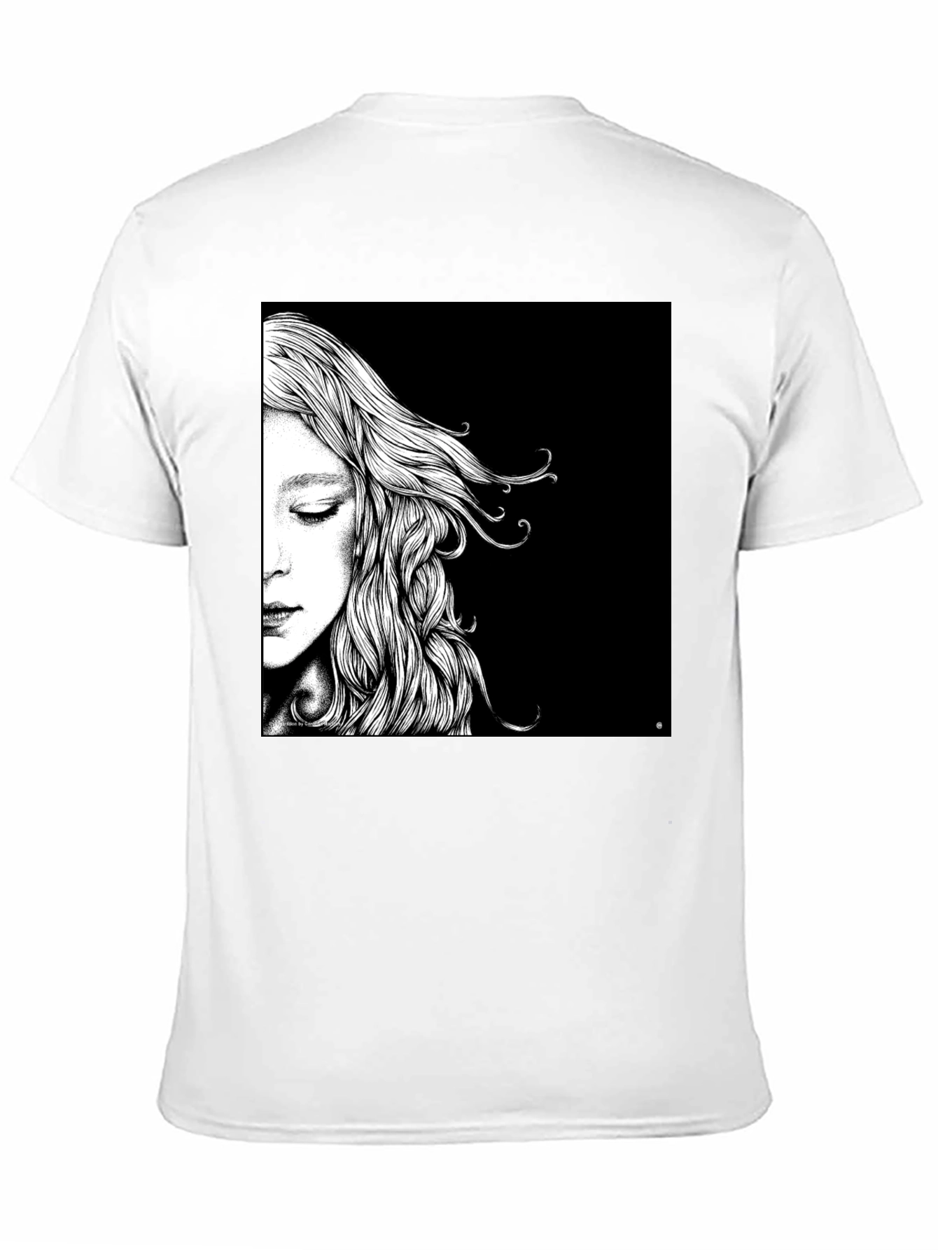 Artistic Woman Portrait Graphic Tee - Black