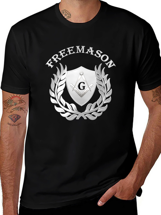 Freemason Symbol T-Shirt - Silver Emblem Design