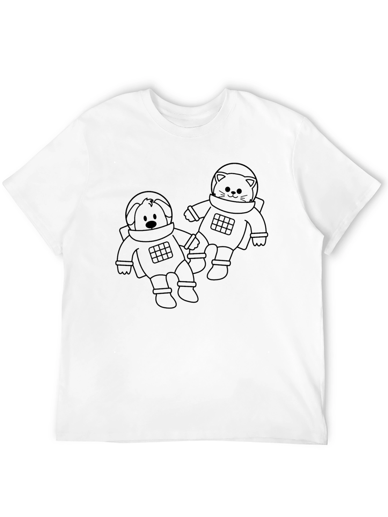 Astronaut Cat & Dog Unisex Black T-Shirt