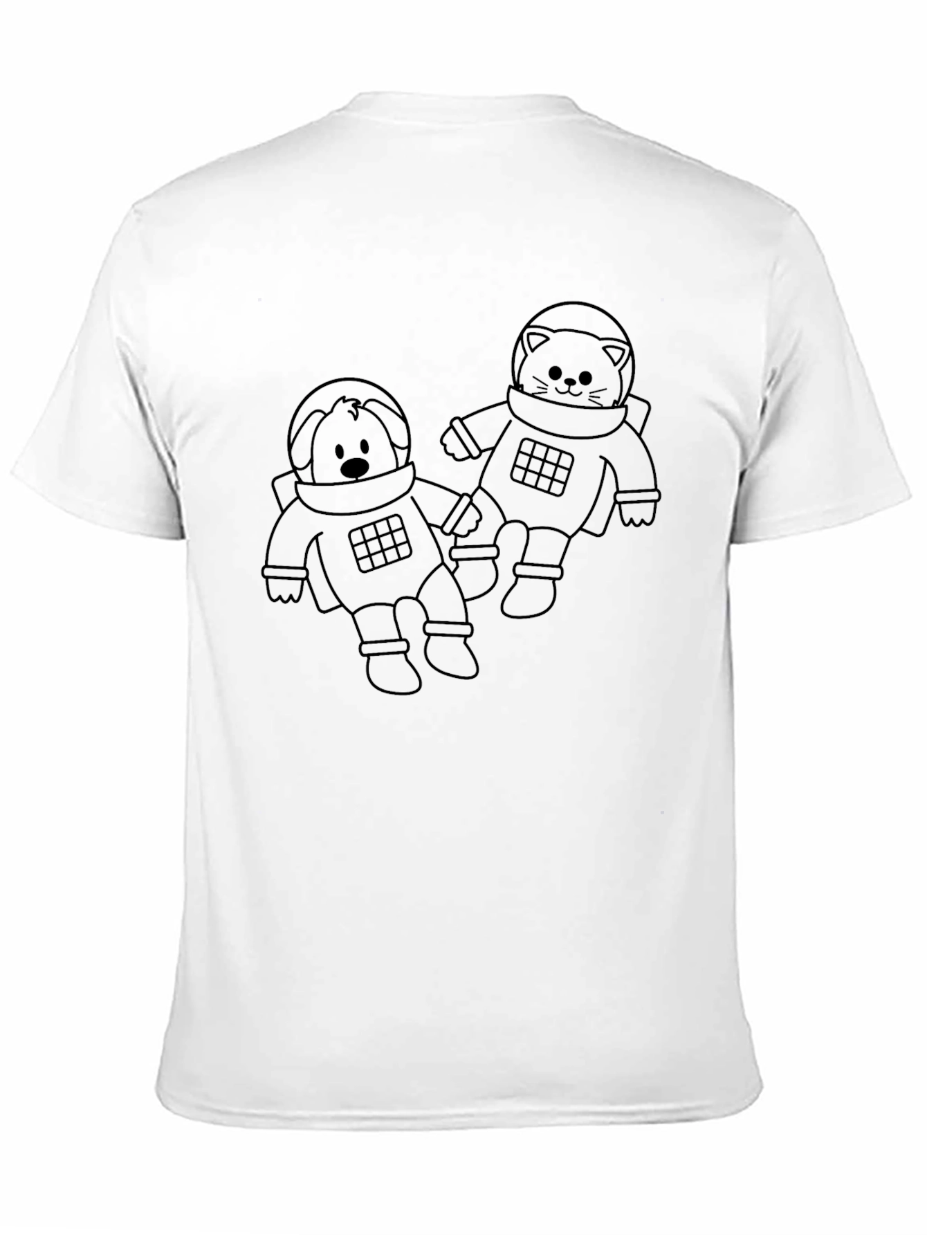 Astronaut Cat & Dog Unisex Black T-Shirt