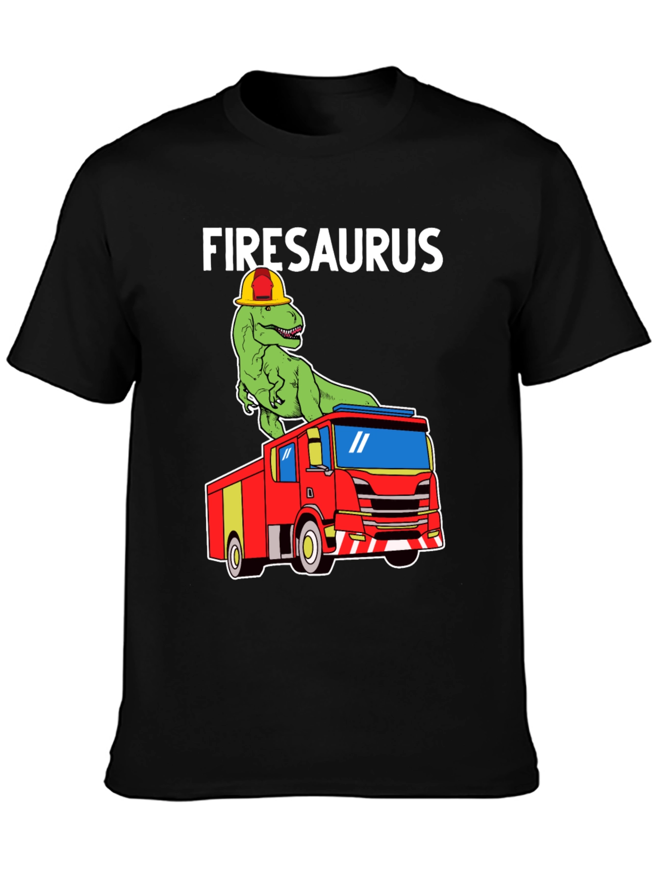 Firesaurus T-Shirt - Dinosaur Fire Truck Design