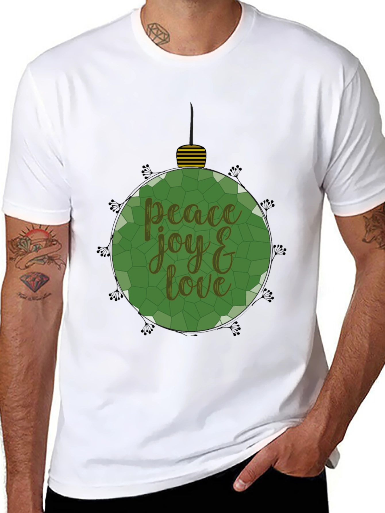 Peace Joy Love Christmas Ornament T-Shirt