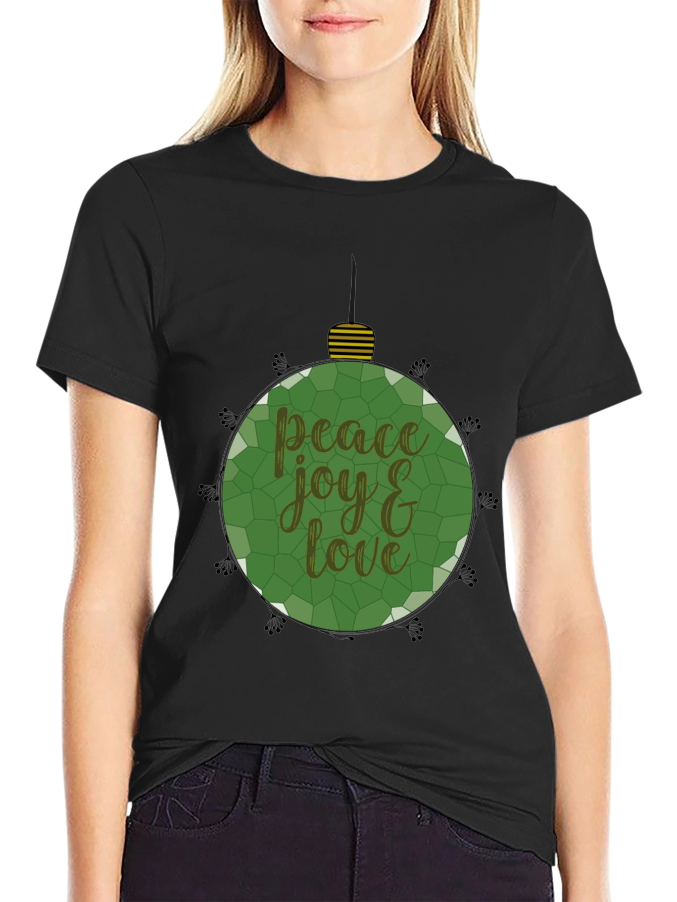 Peace Joy Love Christmas Ornament T-Shirt