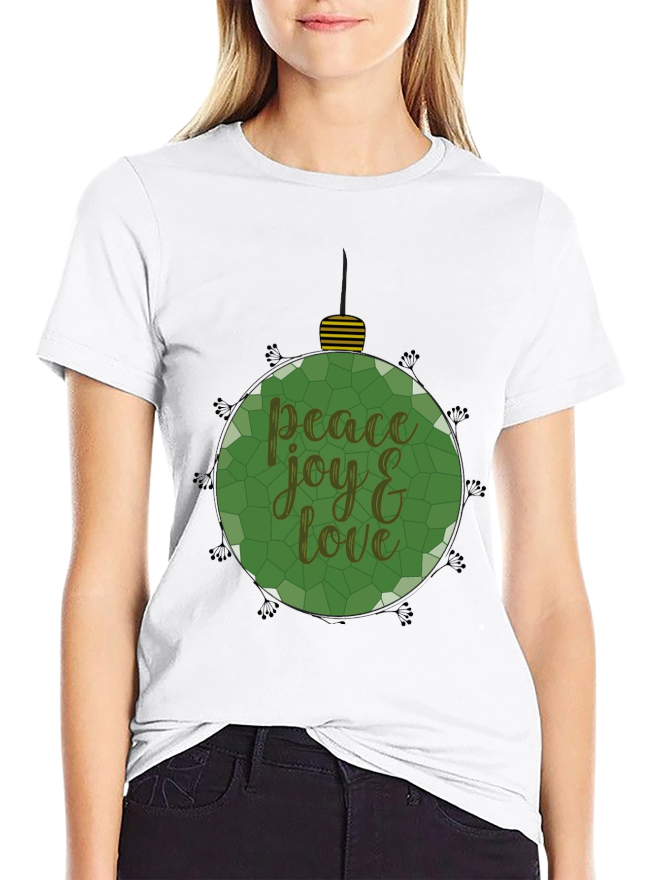 Peace Joy Love Christmas Ornament T-Shirt