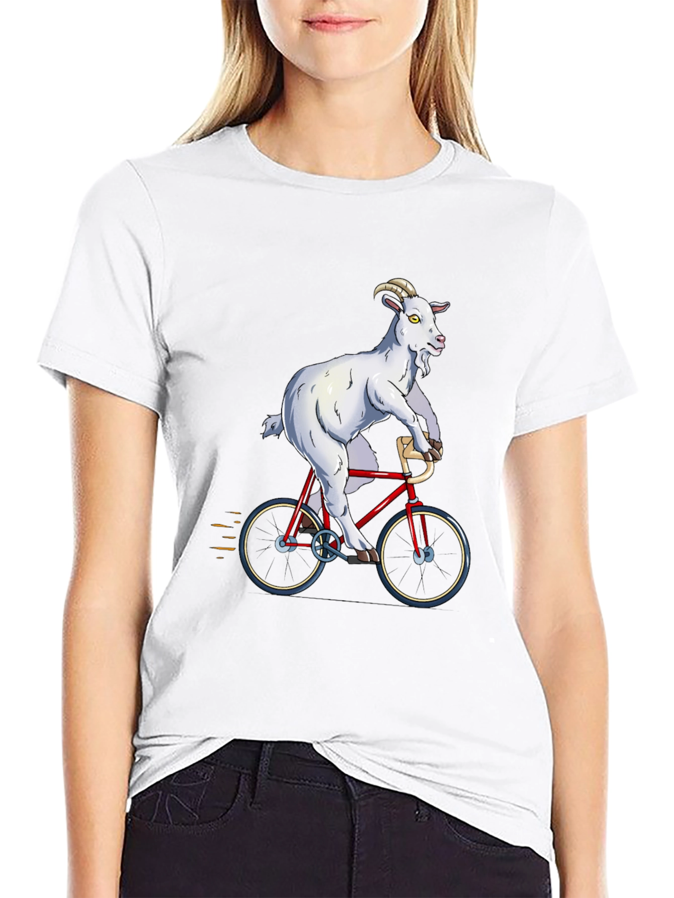 Goat on Bike Graphic Tee - Hilarious Animal T-Shirt