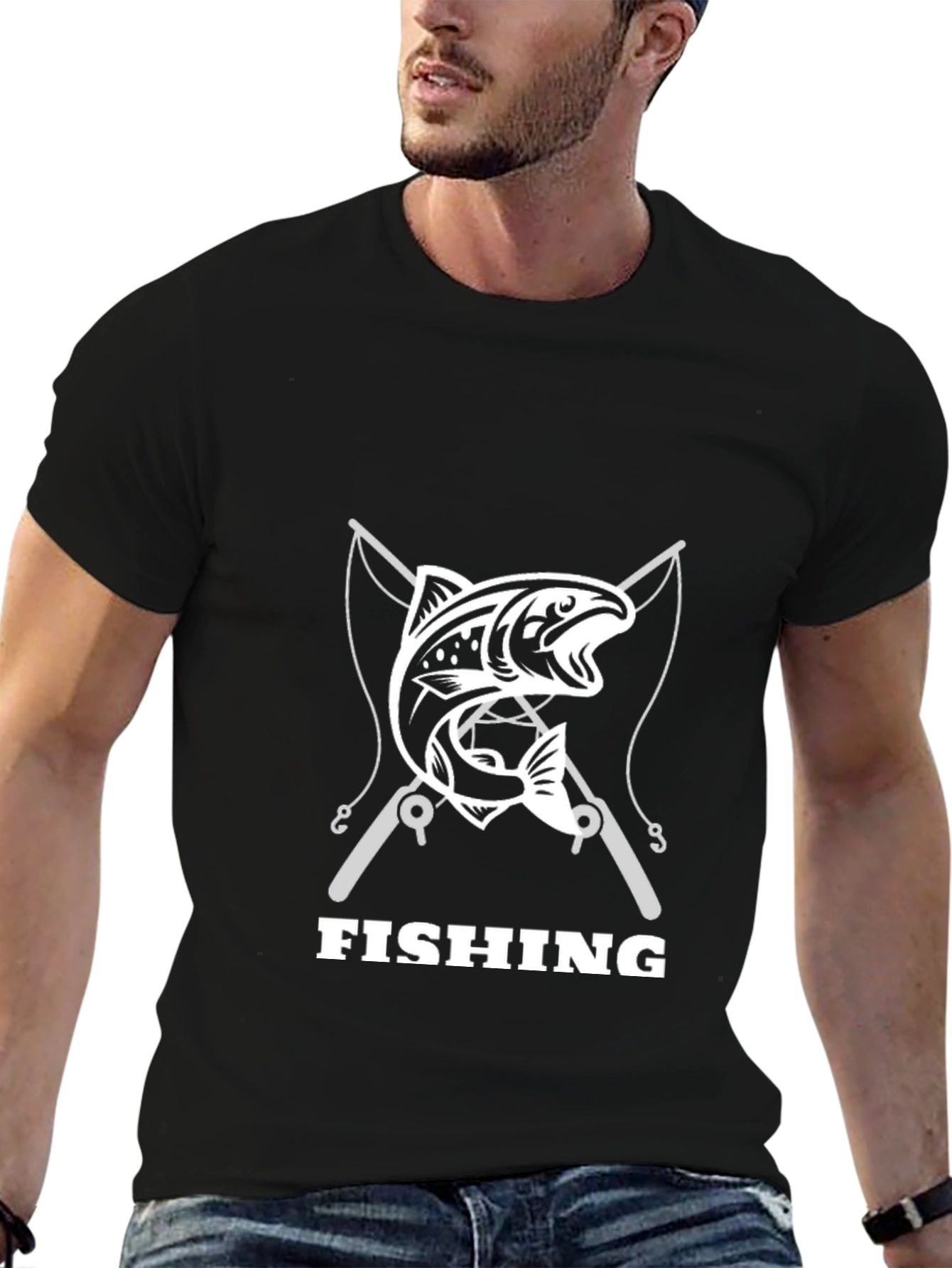 Fishing T-Shirt: Anglers Style Black Tee