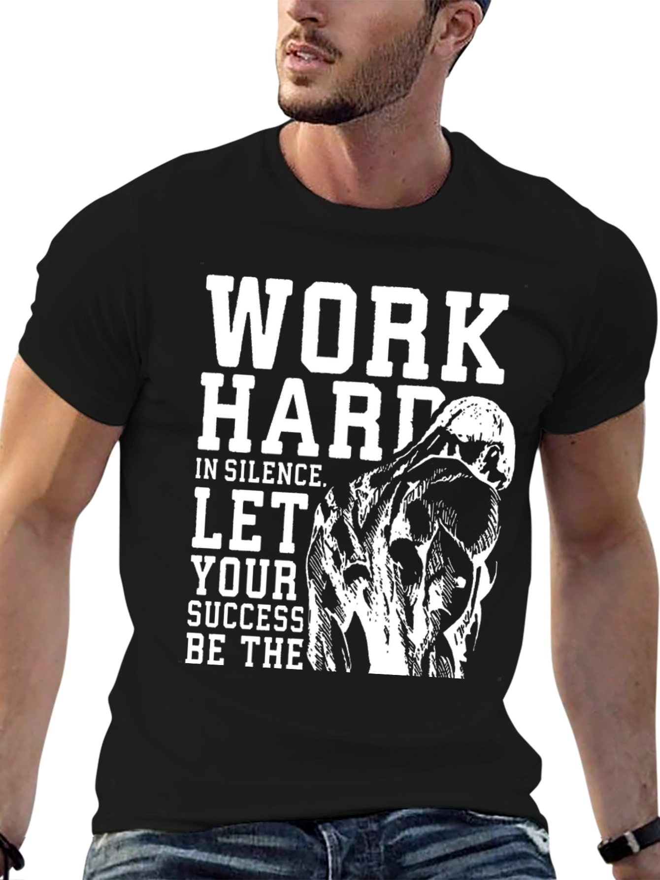 Motivational Work Hard Black Graphic Tee