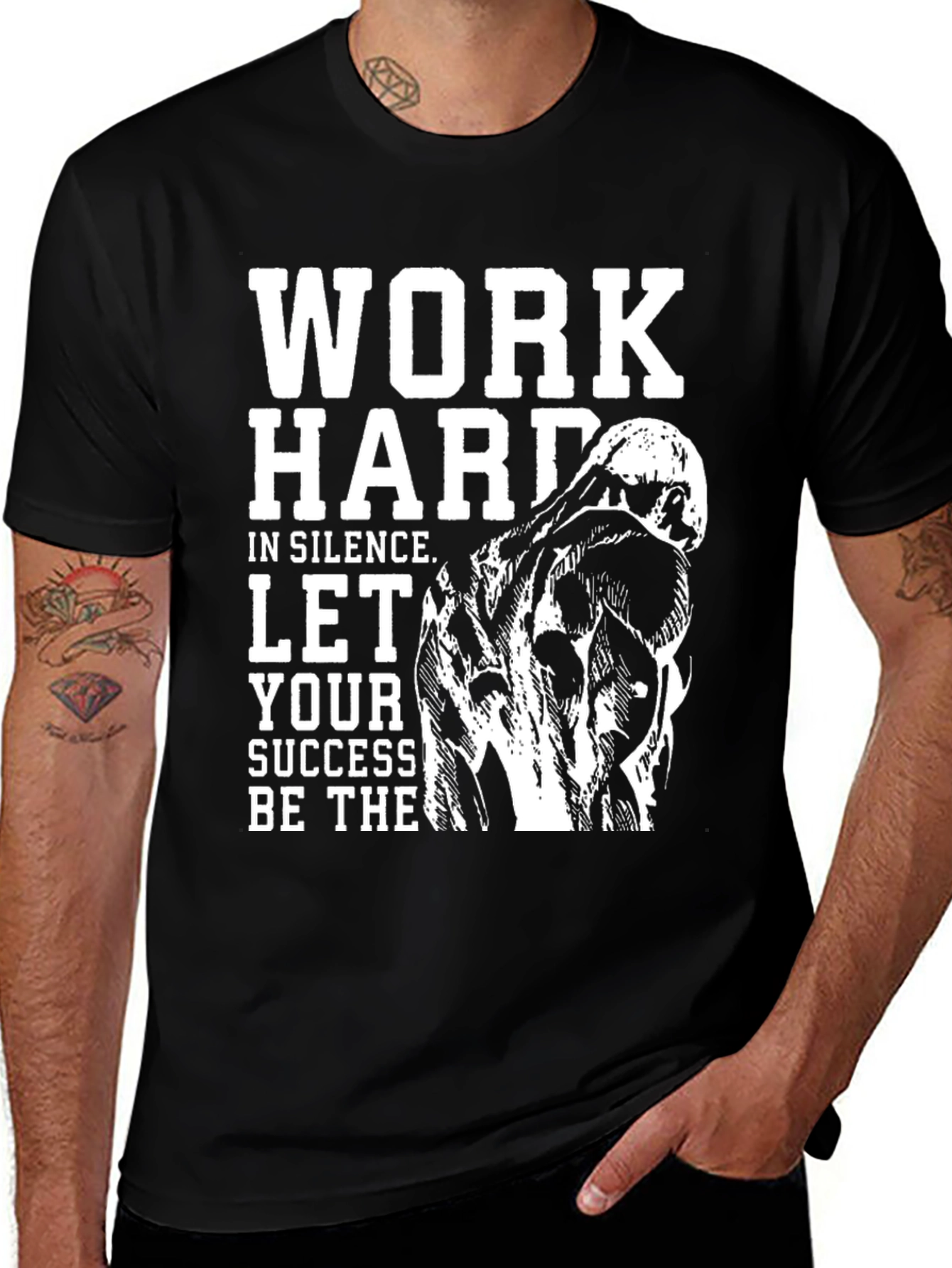 Motivational Work Hard Black Graphic Tee