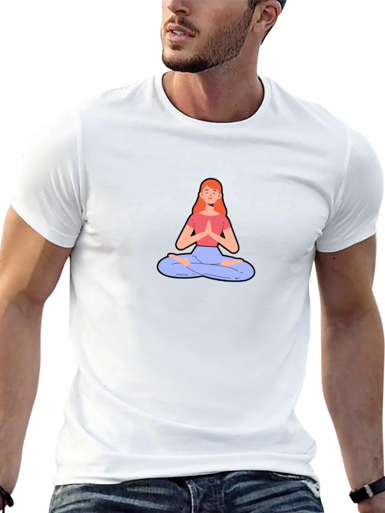 Yoga Meditation Graphic Tee - Black Cotton T-Shirt