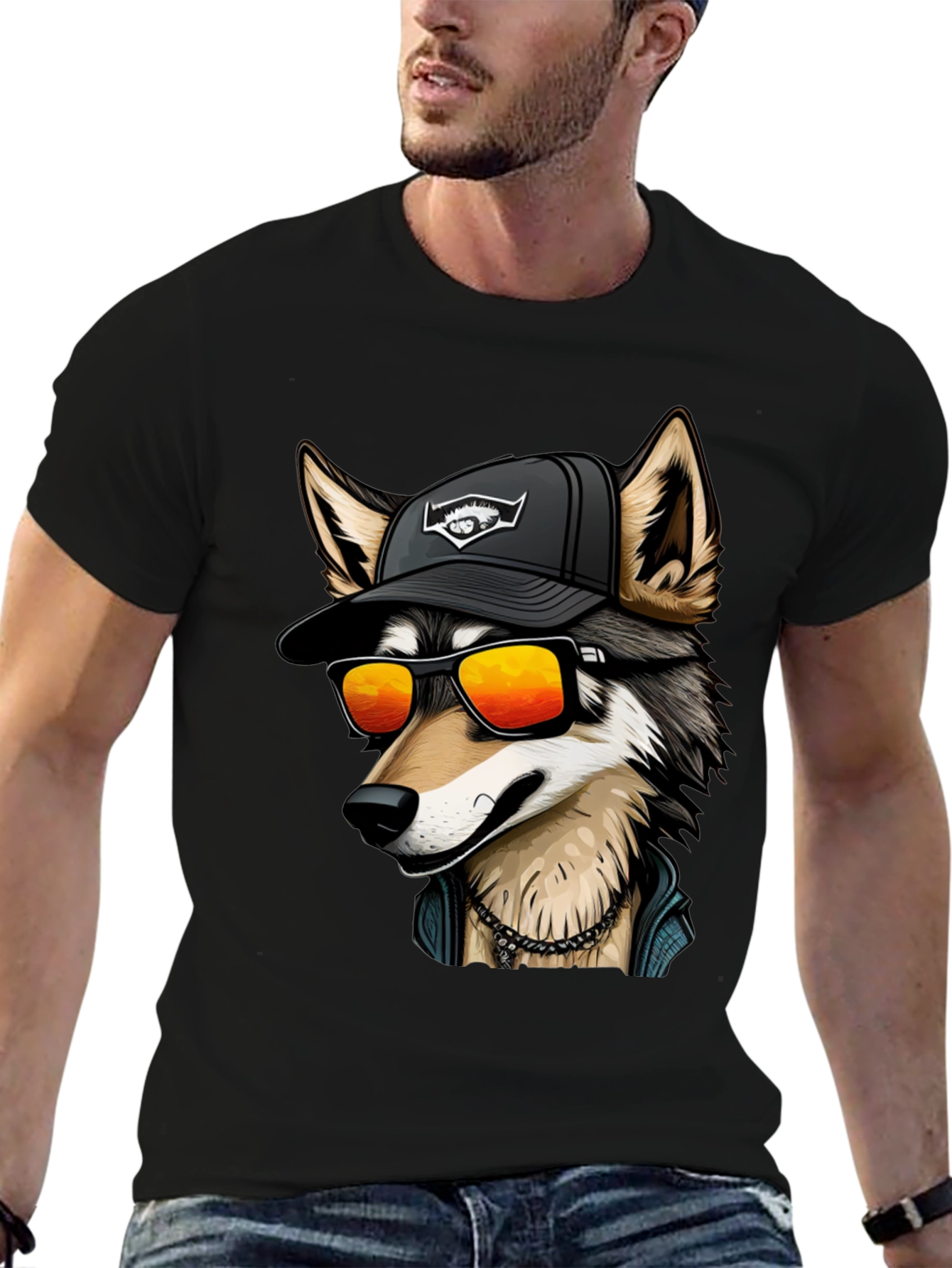Cool Wolf Graphic Tee - Black