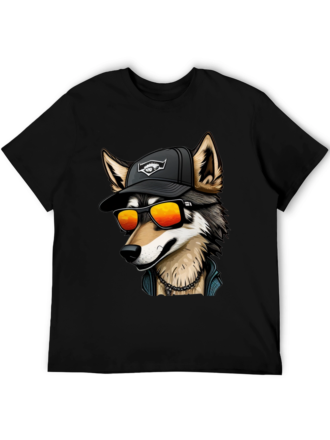 Cool Wolf Graphic Tee - Black