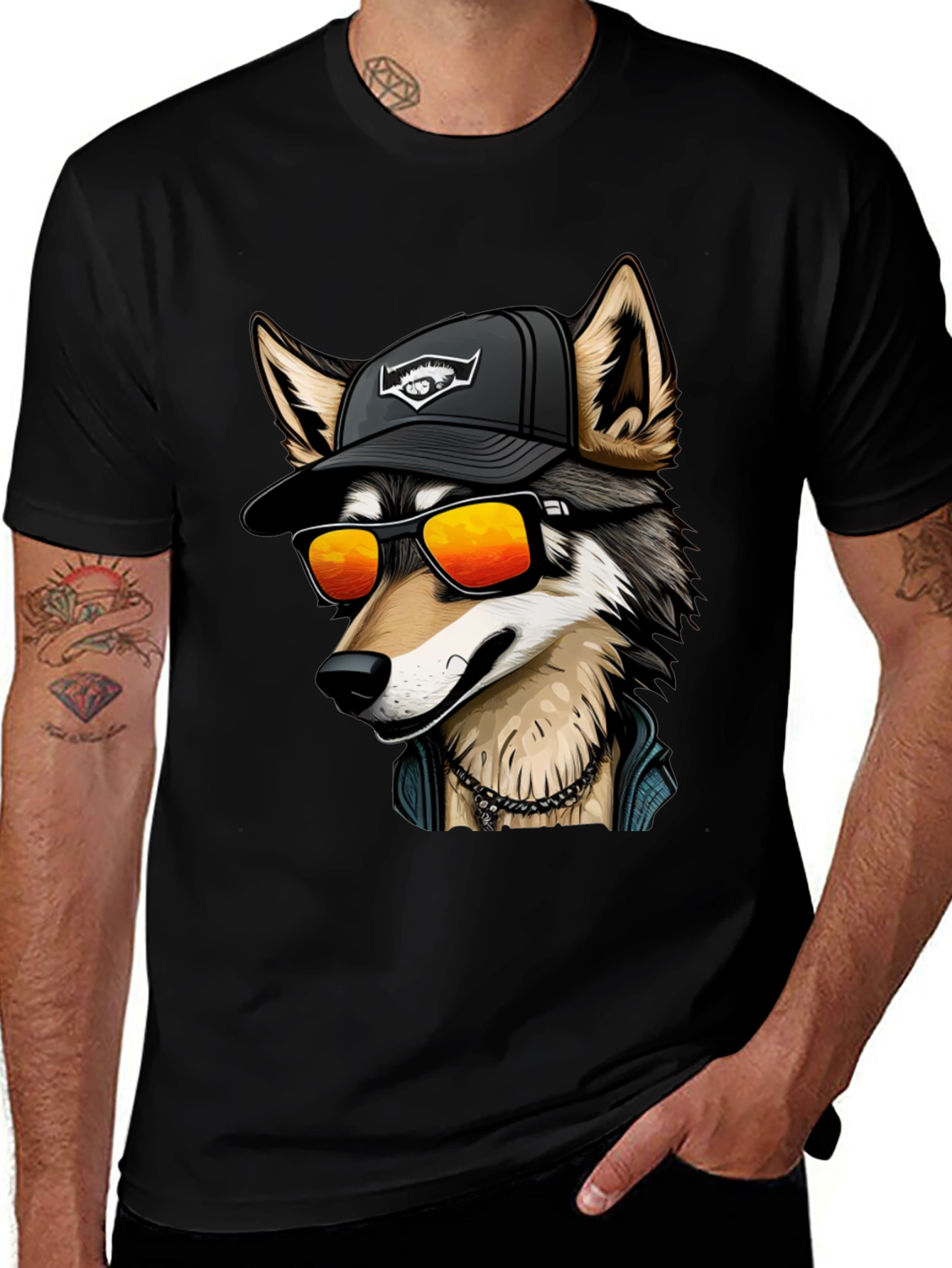 Cool Wolf Graphic Tee - Black